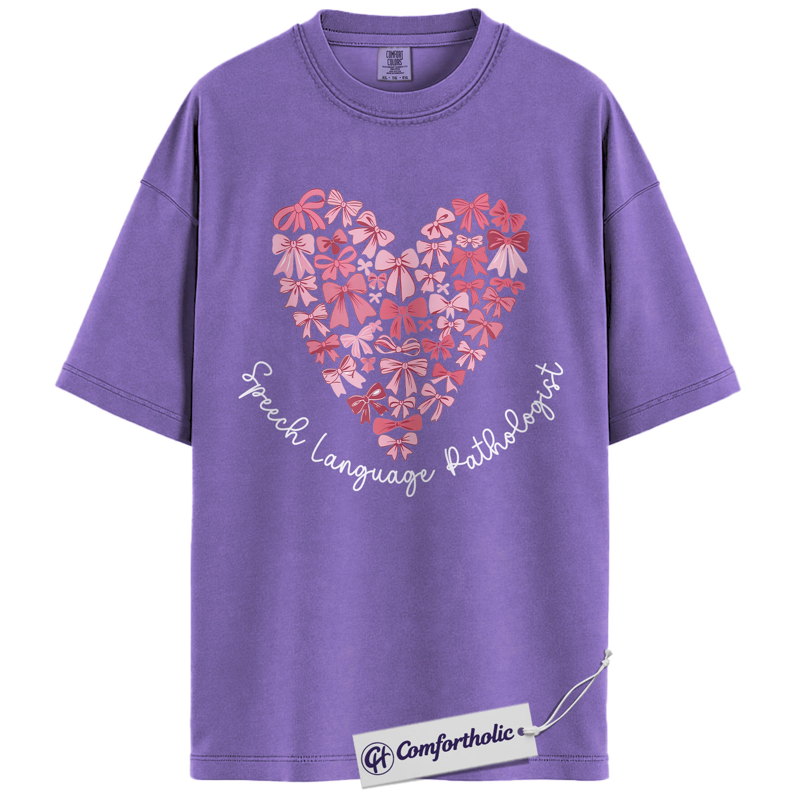 SLP Valentine Shirt, Pink Bow Heart Graphic Tee, Speech Language Pathologist T-Shirt, Valentine’s Day Gift for SLPs, Comfort Colors Shirt - Image 20