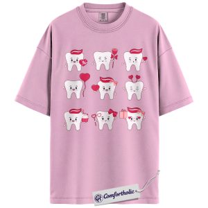 Dental Valentine Shirt, Cute Kawaii Tooth Graphic Tee, Dentist & Dental Hygienist T-Shirt, Valentine’s Day Gift for Dental Assistants, Comfort Colors Shirt