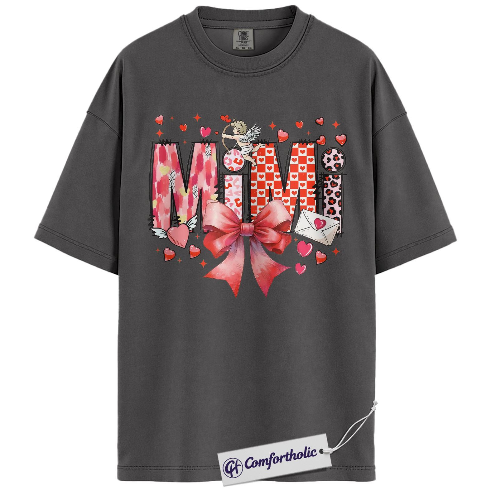 Mimi Valentine Shirt, Cute Bow Hearts Graphic Tee, Grandma Valentine’s T-Shirt, Valentine’s Day Gift for Mimi, Comfort Colors Shirt - Image 4