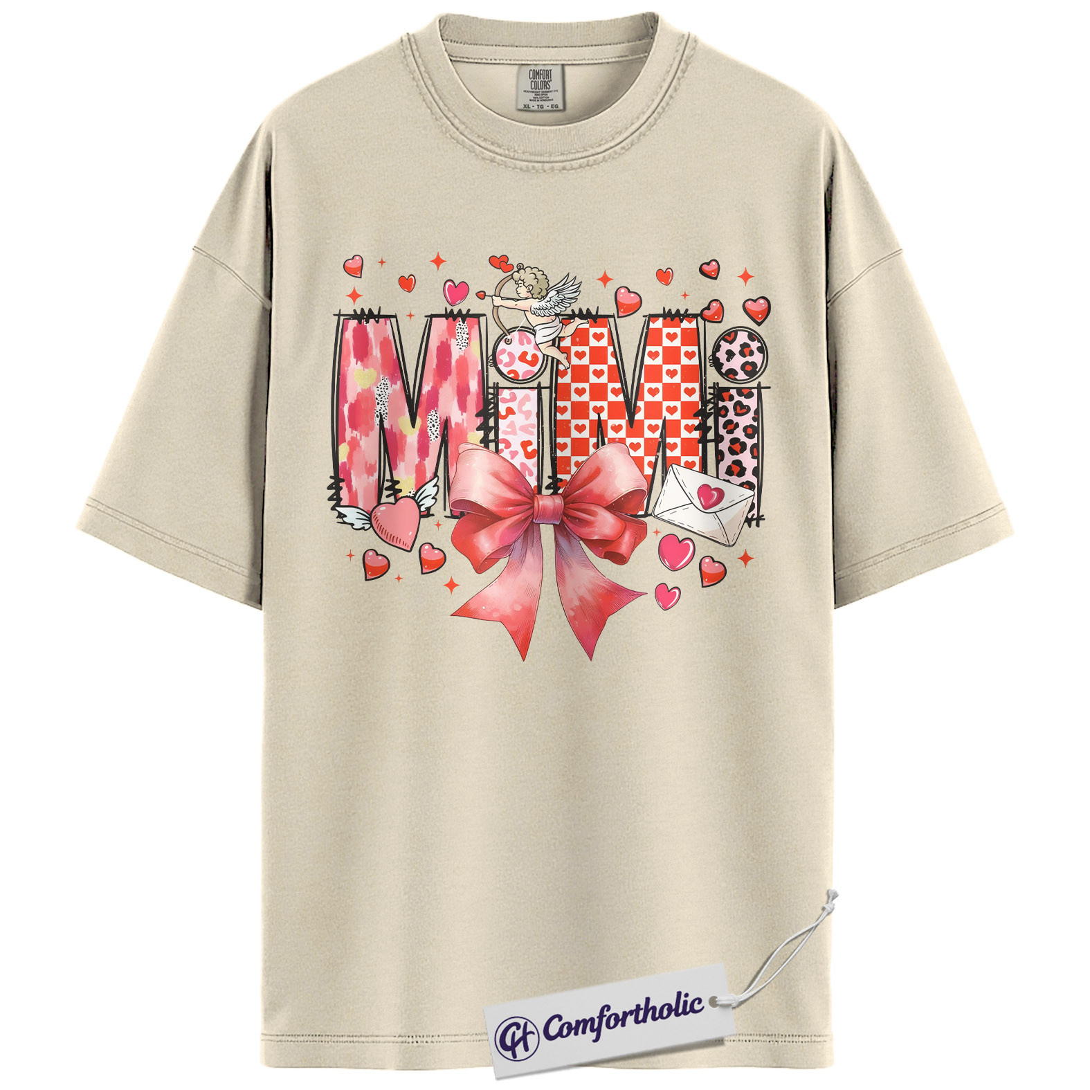 Mimi Valentine Shirt, Cute Bow Hearts Graphic Tee, Grandma Valentine’s T-Shirt, Valentine’s Day Gift for Mimi, Comfort Colors Shirt - Image 5