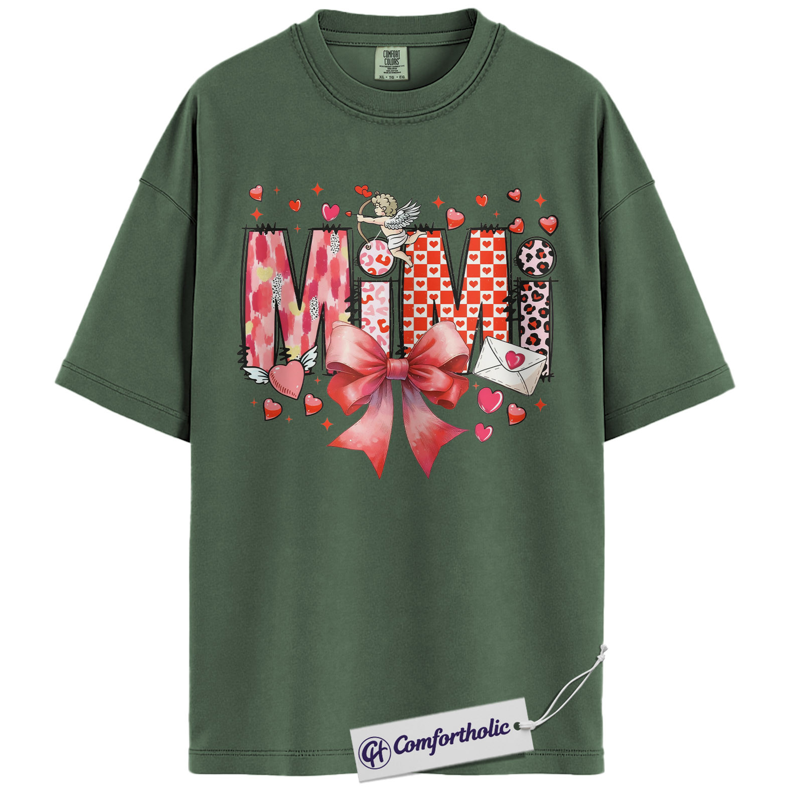 Mimi Valentine Shirt, Cute Bow Hearts Graphic Tee, Grandma Valentine’s T-Shirt, Valentine’s Day Gift for Mimi, Comfort Colors Shirt - Image 6