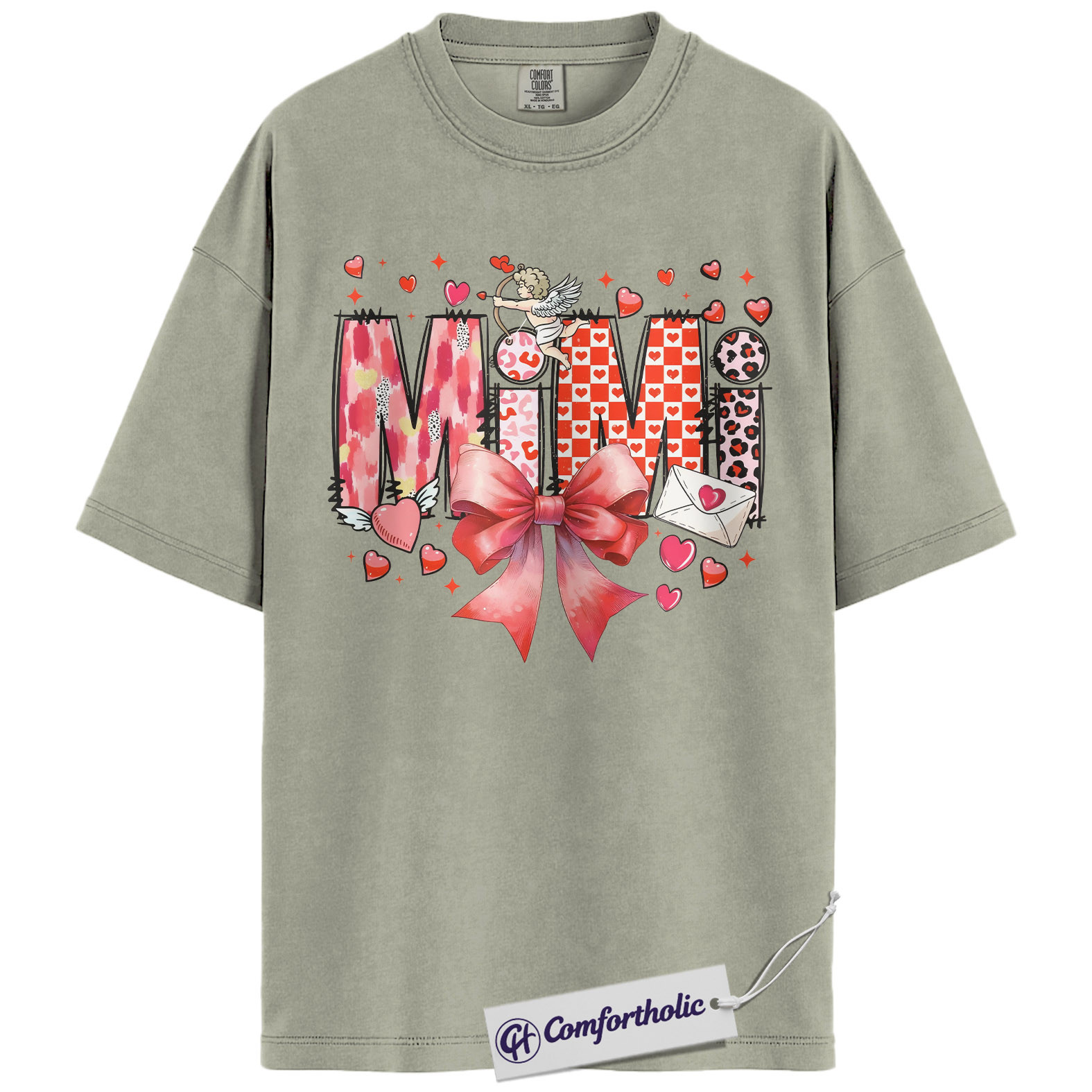 Mimi Valentine Shirt, Cute Bow Hearts Graphic Tee, Grandma Valentine’s T-Shirt, Valentine’s Day Gift for Mimi, Comfort Colors Shirt - Image 7