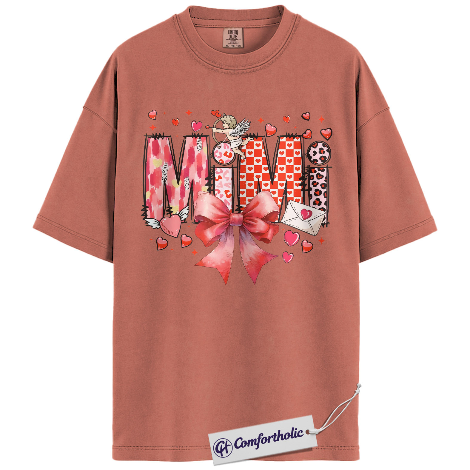 Mimi Valentine Shirt, Cute Bow Hearts Graphic Tee, Grandma Valentine’s T-Shirt, Valentine’s Day Gift for Mimi, Comfort Colors Shirt - Image 8