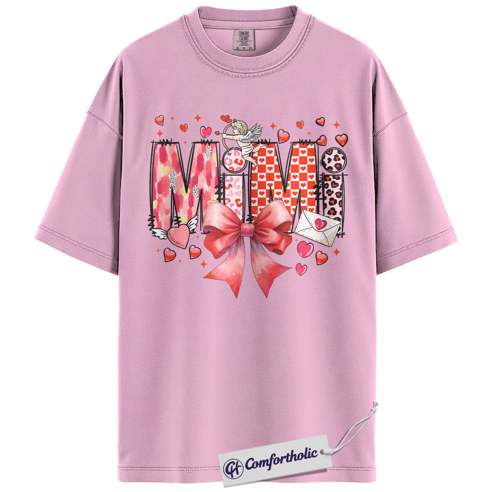 Mimi Valentine Shirt, Cute Bow Hearts Graphic Tee, Grandma Valentine’s T-Shirt, Valentine’s Day Gift for Mimi, Comfort Colors Shirt