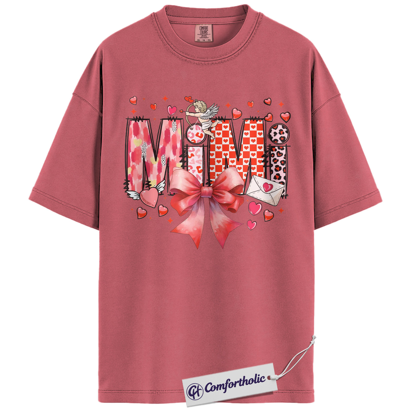 Mimi Valentine Shirt, Cute Bow Hearts Graphic Tee, Grandma Valentine’s T-Shirt, Valentine’s Day Gift for Mimi, Comfort Colors Shirt - Image 9