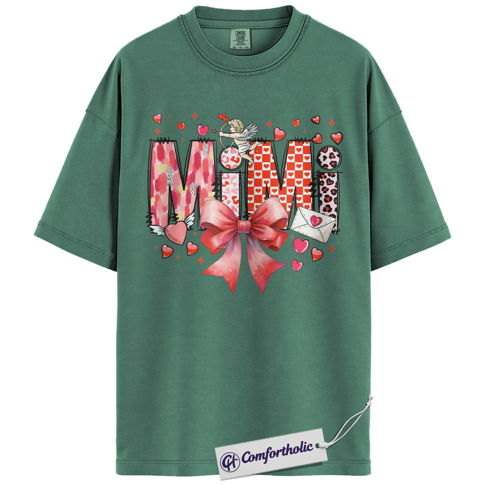 Mimi Valentine Shirt, Cute Bow Hearts Graphic Tee, Grandma Valentine’s T-Shirt, Valentine’s Day Gift for Mimi, Comfort Colors Shirt - Image 10