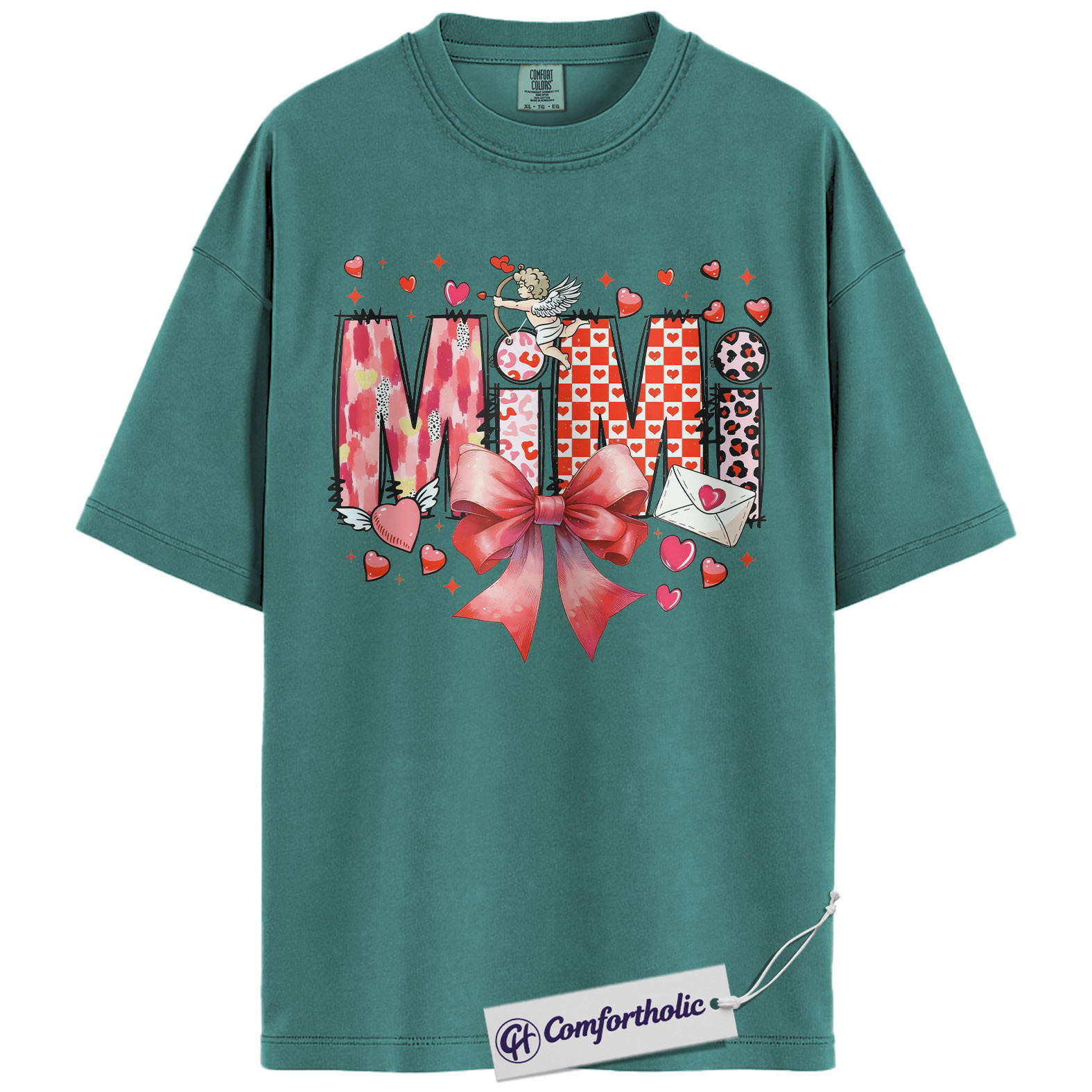 Mimi Valentine Shirt, Cute Bow Hearts Graphic Tee, Grandma Valentine’s T-Shirt, Valentine’s Day Gift for Mimi, Comfort Colors Shirt - Image 13