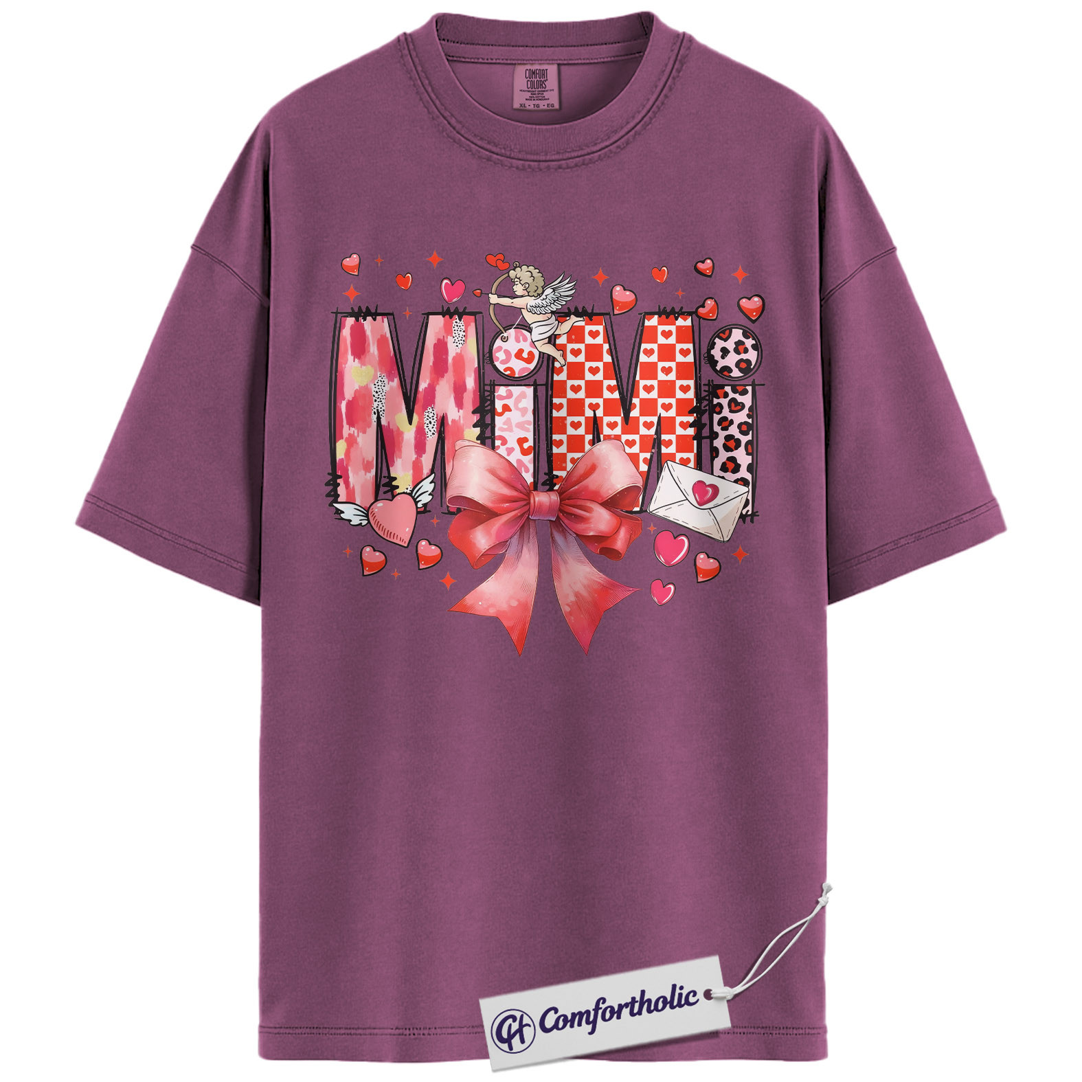 Mimi Valentine Shirt, Cute Bow Hearts Graphic Tee, Grandma Valentine’s T-Shirt, Valentine’s Day Gift for Mimi, Comfort Colors Shirt - Image 15
