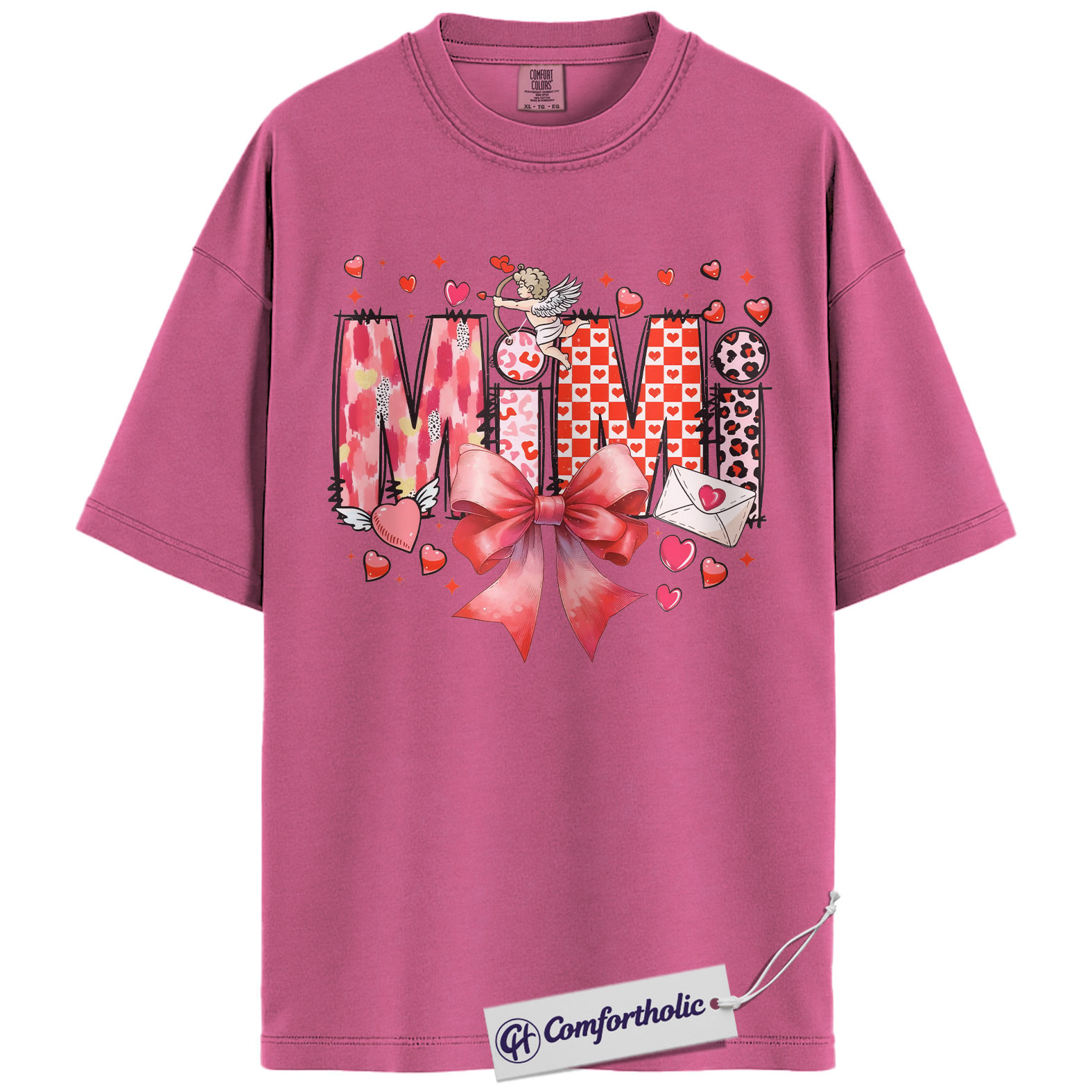 Mimi Valentine Shirt, Cute Bow Hearts Graphic Tee, Grandma Valentine’s T-Shirt, Valentine’s Day Gift for Mimi, Comfort Colors Shirt - Image 16