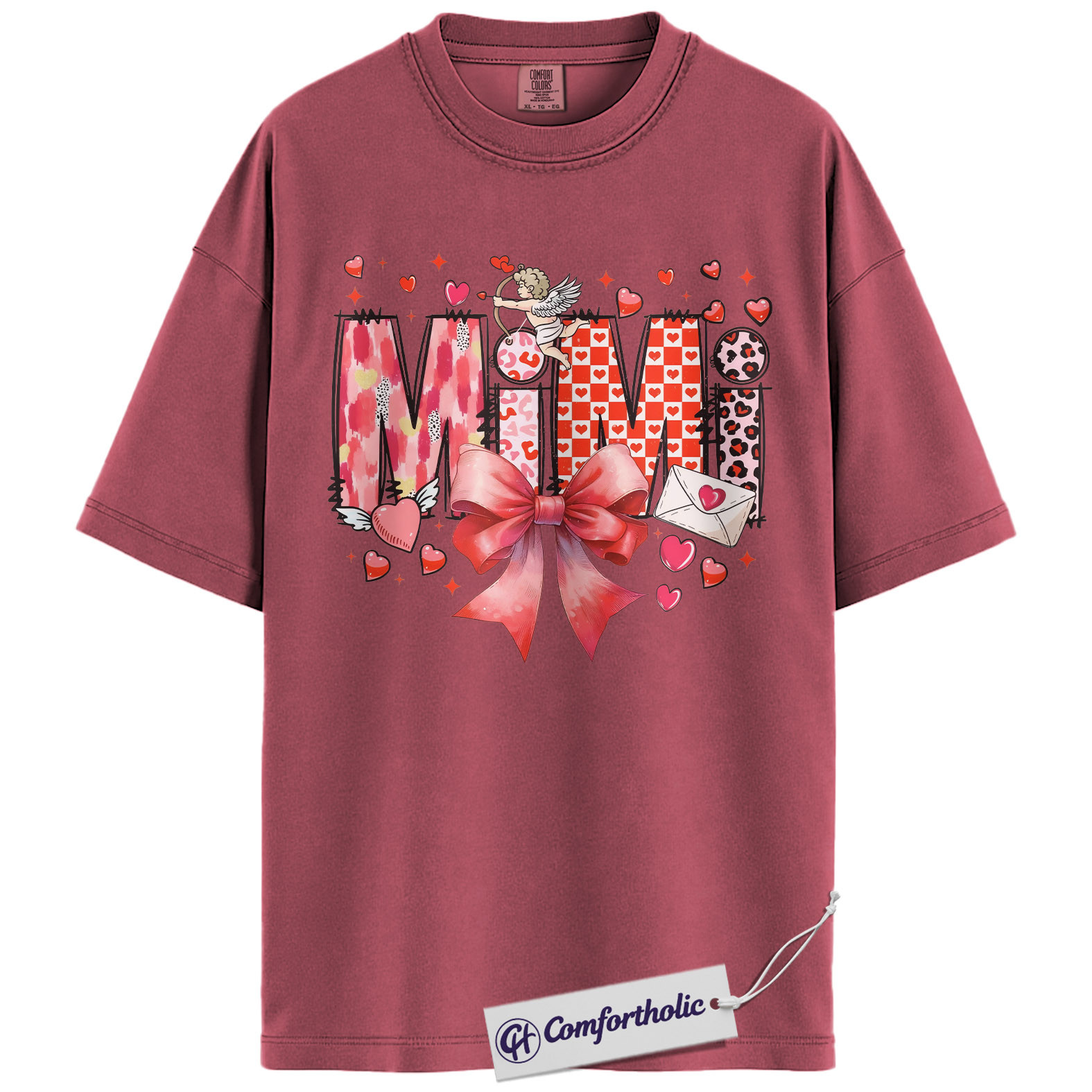 Mimi Valentine Shirt, Cute Bow Hearts Graphic Tee, Grandma Valentine’s T-Shirt, Valentine’s Day Gift for Mimi, Comfort Colors Shirt - Image 18