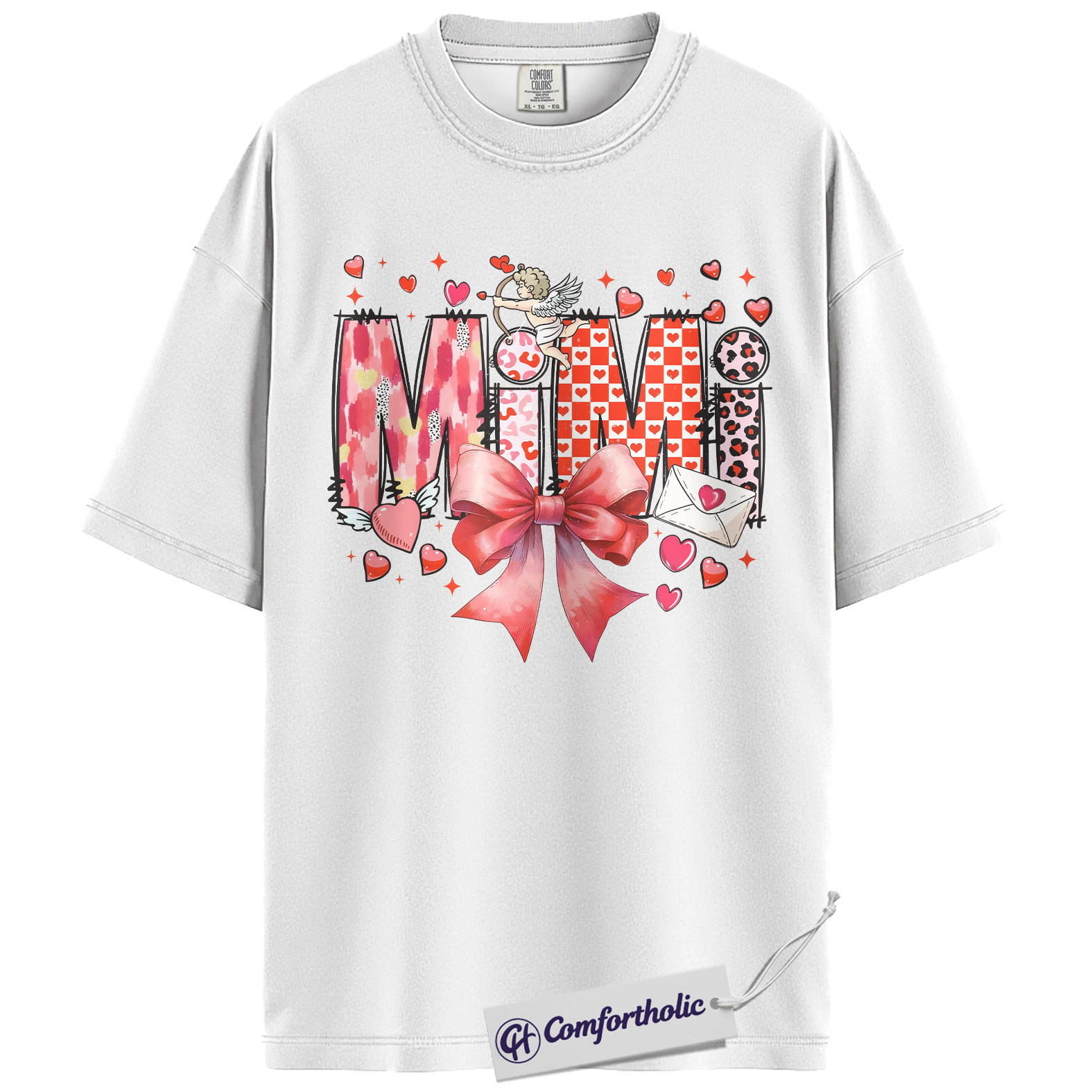 Mimi Valentine Shirt, Cute Bow Hearts Graphic Tee, Grandma Valentine’s T-Shirt, Valentine’s Day Gift for Mimi, Comfort Colors Shirt - Image 2