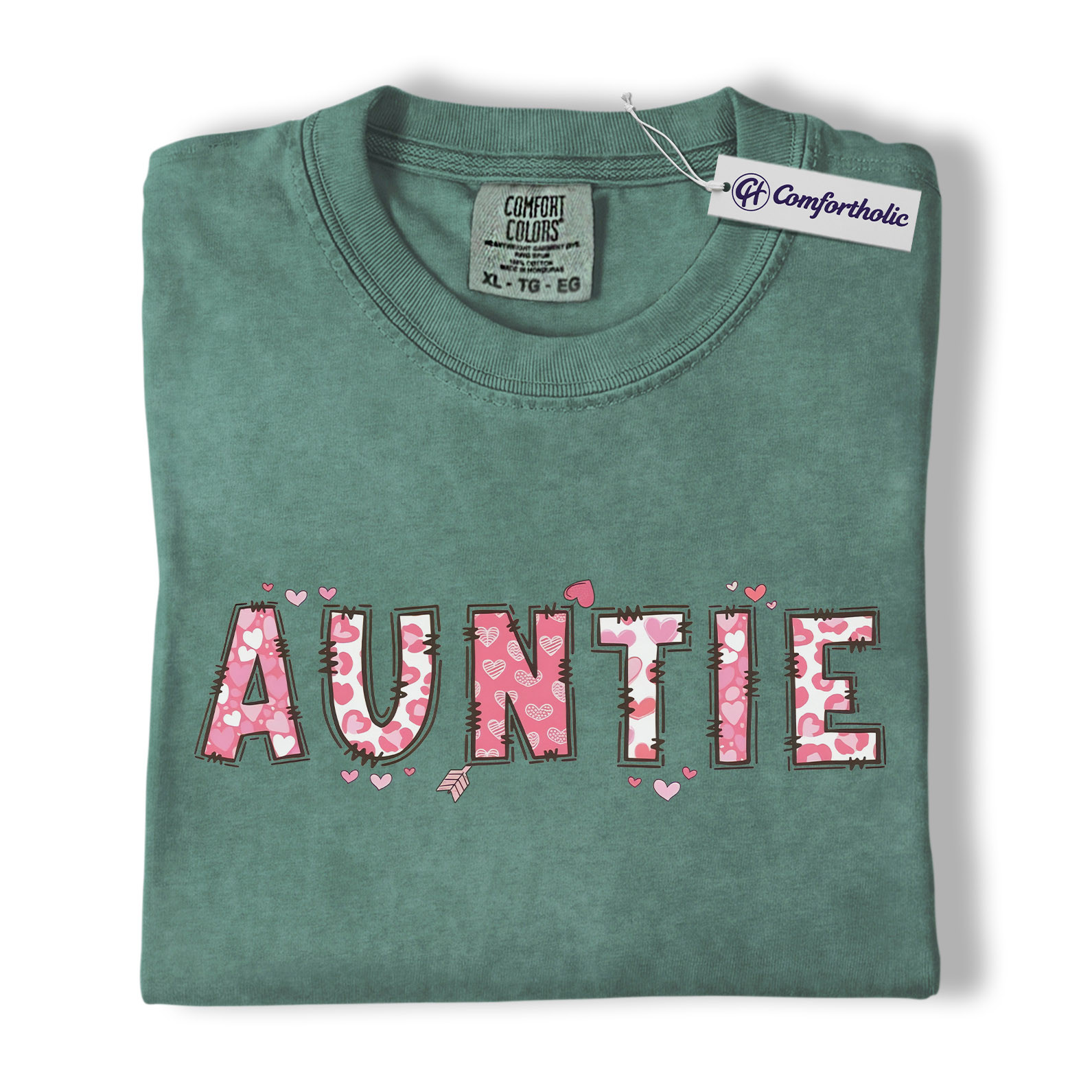 Auntie Valentine Shirt, Cute Heart Pattern Graphic Tee, Aunt Gift T-Shirt, Valentine’s Day Gift for Auntie, Comfort Colors Shirt - Image 10