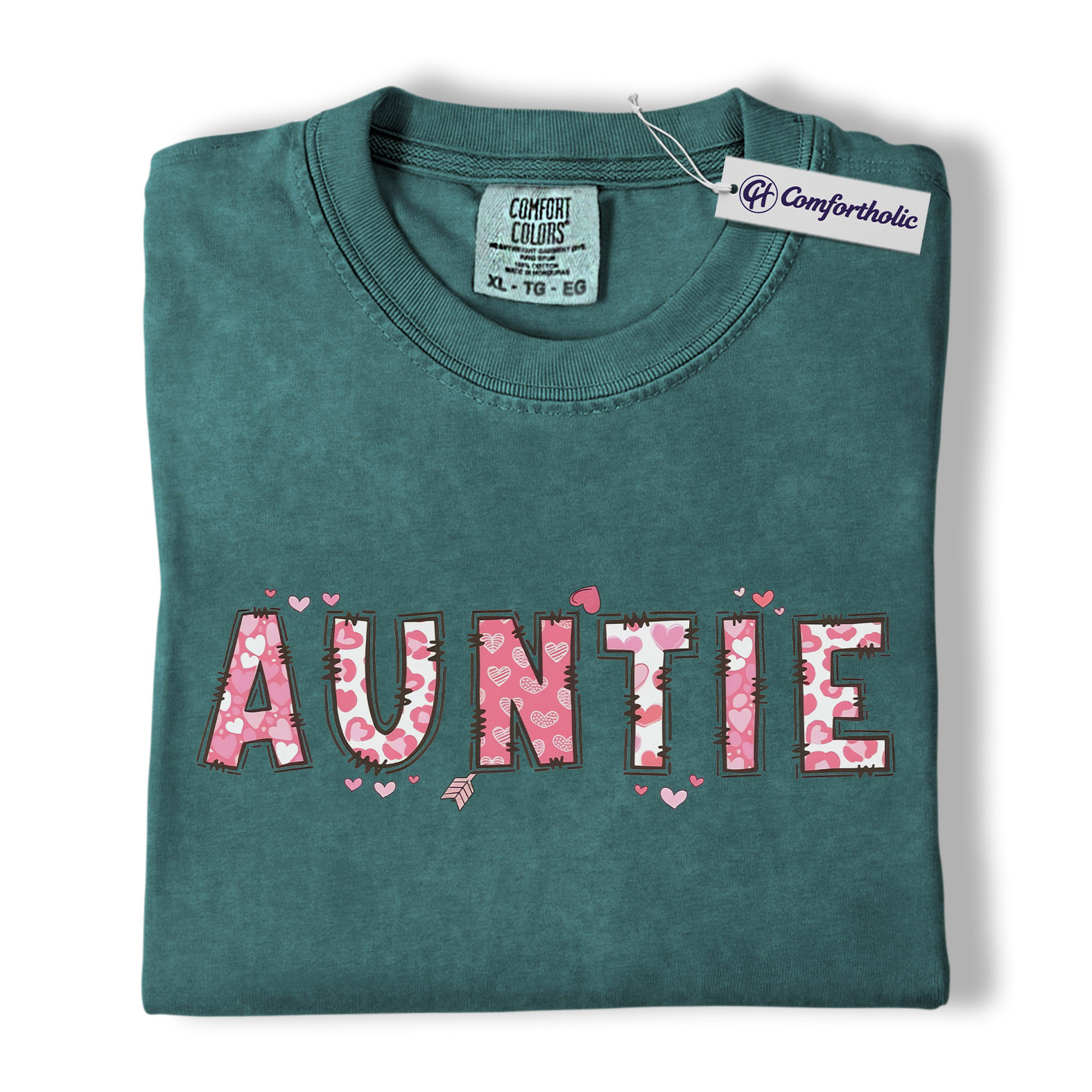 Auntie Valentine Shirt, Cute Heart Pattern Graphic Tee, Aunt Gift T-Shirt, Valentine’s Day Gift for Auntie, Comfort Colors Shirt - Image 11