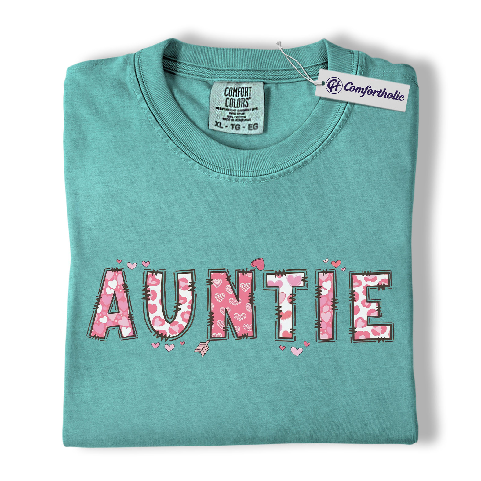 Auntie Valentine Shirt, Cute Heart Pattern Graphic Tee, Aunt Gift T-Shirt, Valentine’s Day Gift for Auntie, Comfort Colors Shirt - Image 13