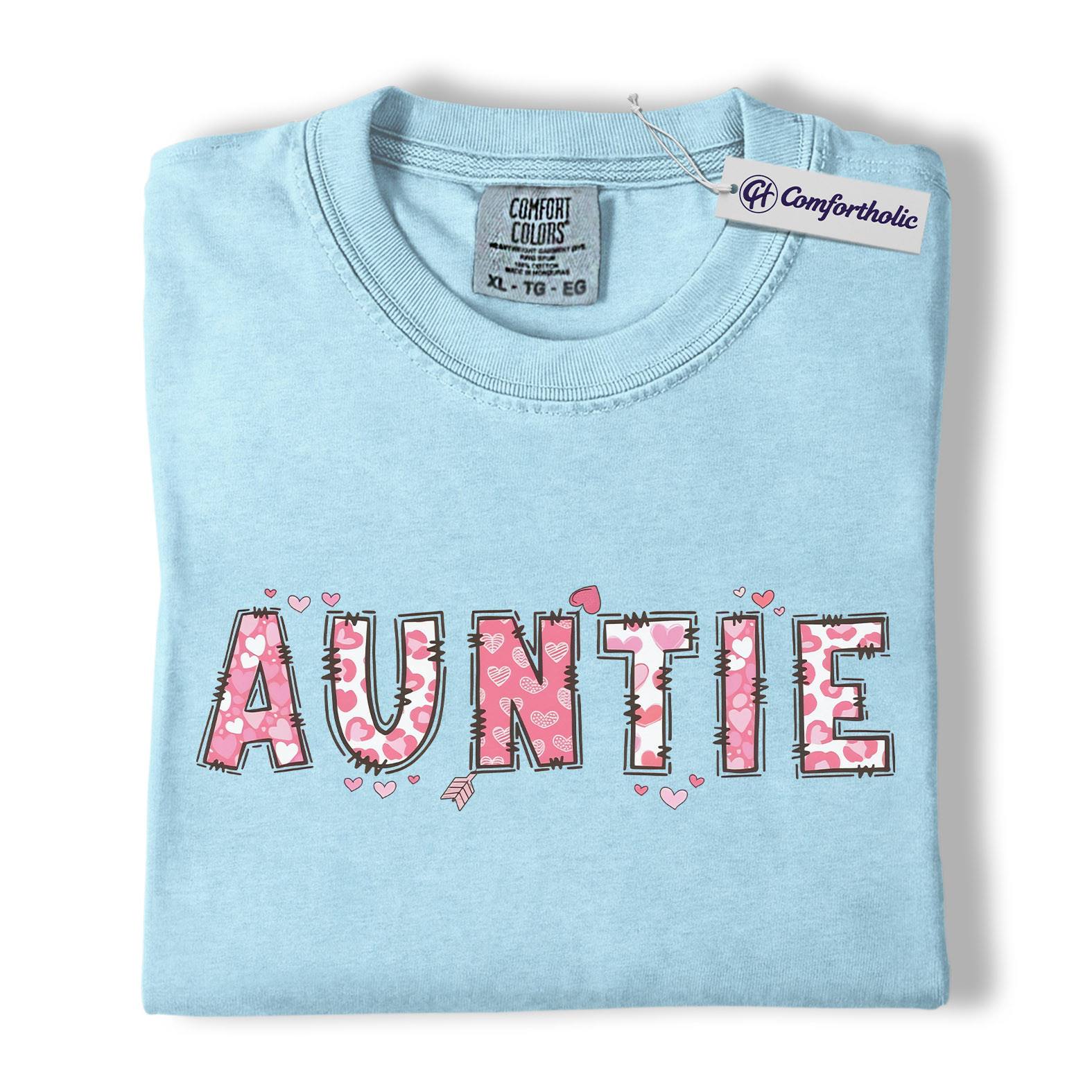 Auntie Valentine Shirt, Cute Heart Pattern Graphic Tee, Aunt Gift T-Shirt, Valentine’s Day Gift for Auntie, Comfort Colors Shirt - Image 14
