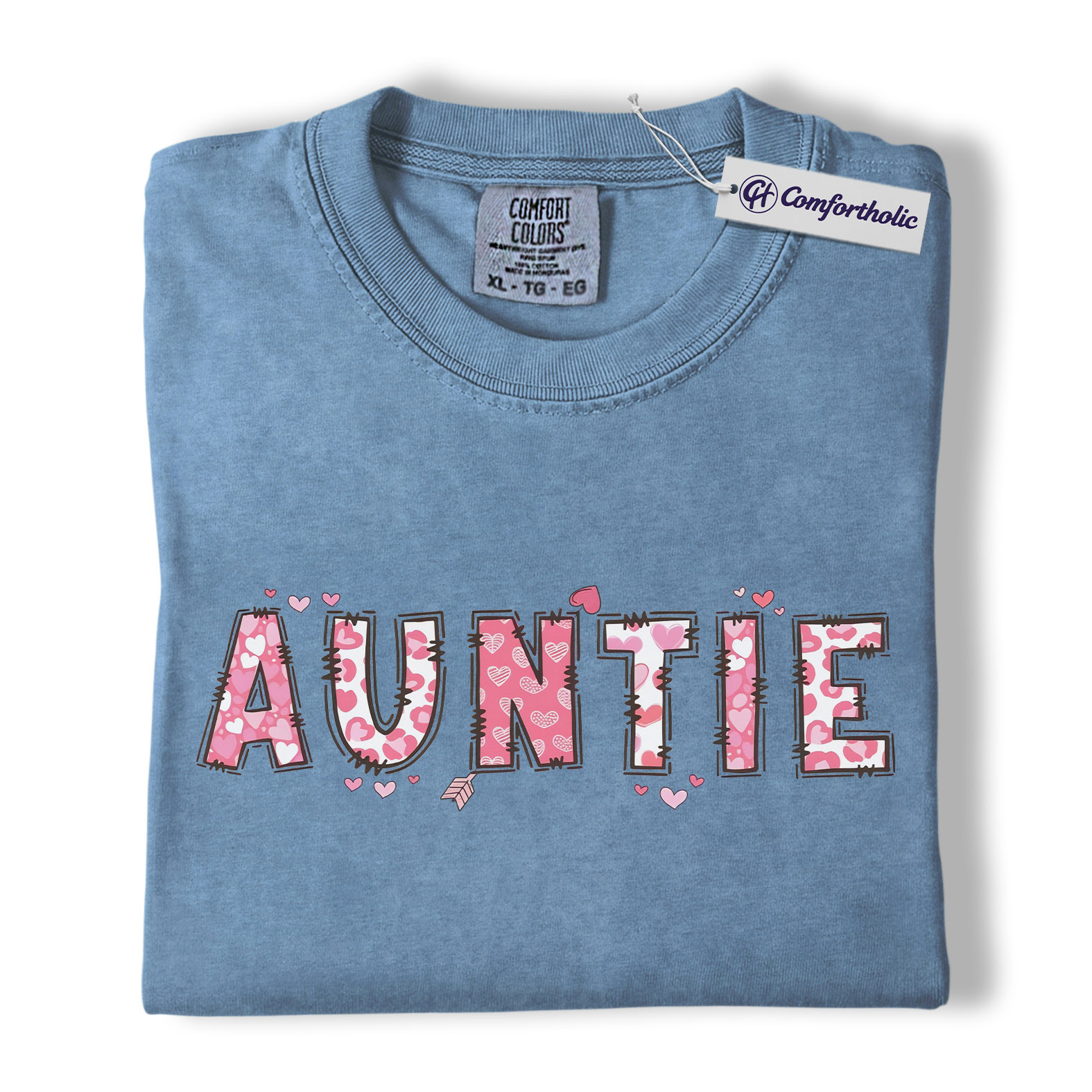 Auntie Valentine Shirt, Cute Heart Pattern Graphic Tee, Aunt Gift T-Shirt, Valentine’s Day Gift for Auntie, Comfort Colors Shirt - Image 17