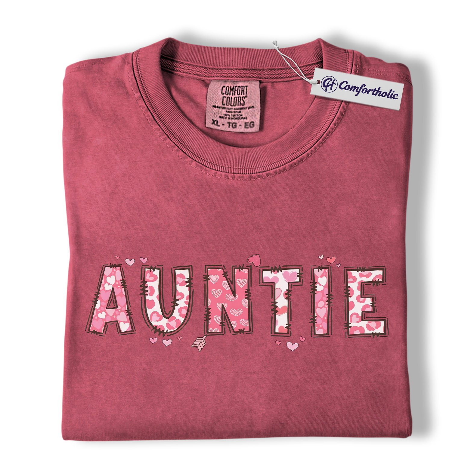 Auntie Valentine Shirt, Cute Heart Pattern Graphic Tee, Aunt Gift T-Shirt, Valentine’s Day Gift for Auntie, Comfort Colors Shirt - Image 18