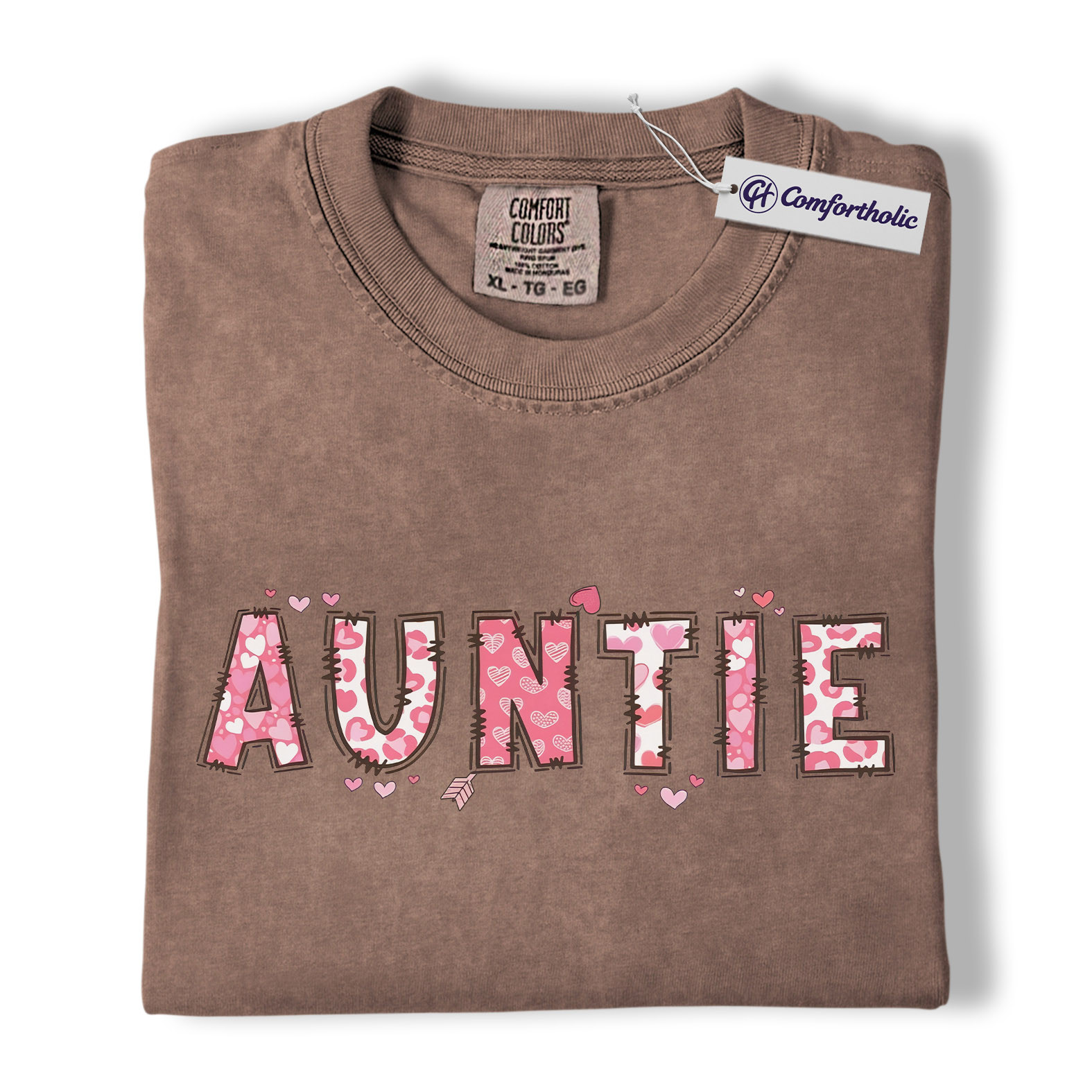 Auntie Valentine Shirt, Cute Heart Pattern Graphic Tee, Aunt Gift T-Shirt, Valentine’s Day Gift for Auntie, Comfort Colors Shirt - Image 19