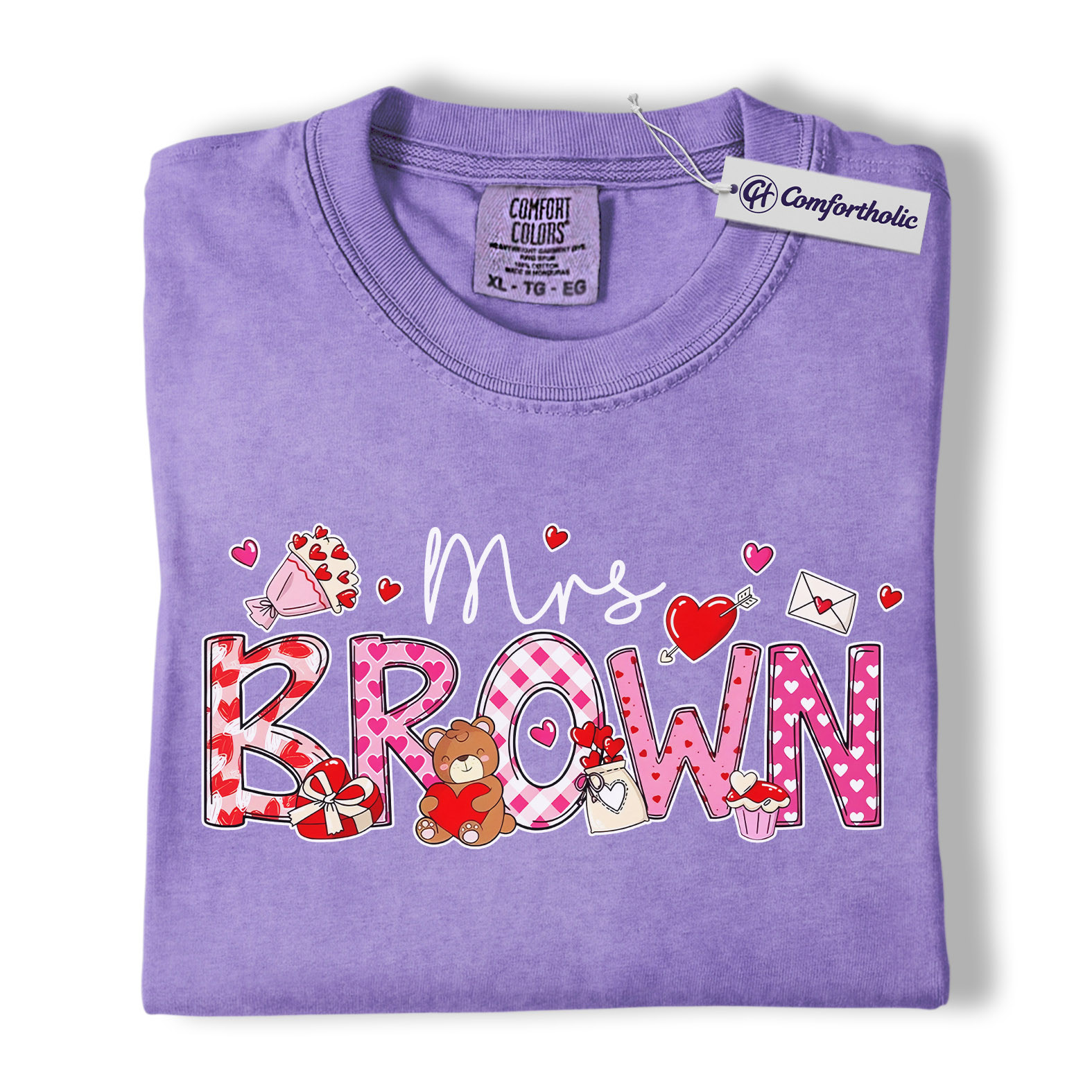 Personalized Mrs Shirt, Custom Teacher Name Graphic Tee, Teacher Appreciation T-Shirt, Valentine's Day Gift for Teachers, Comfort Colors Shirt - Image 20