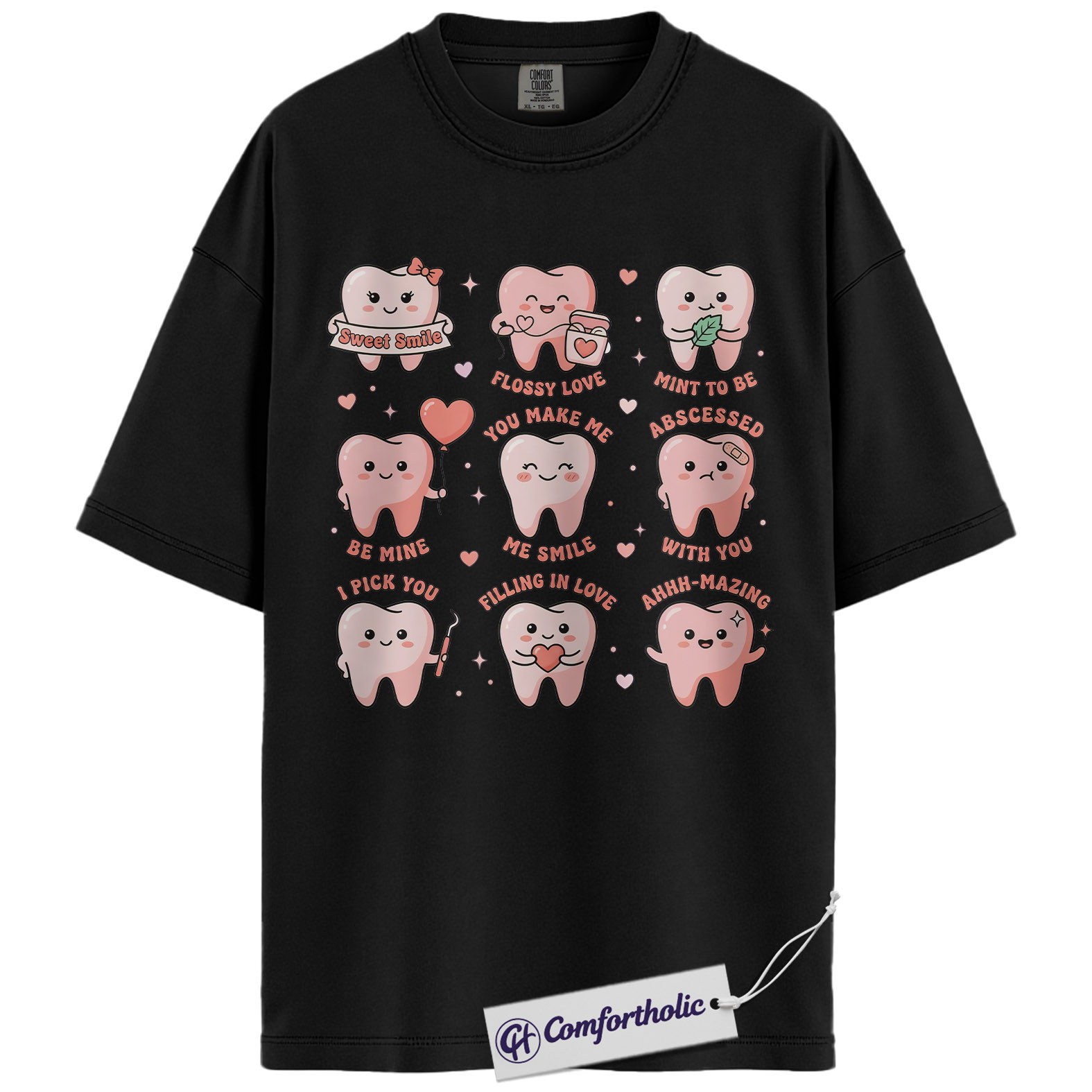 Dental Valentine Shirt, Cute Tooth Pun Graphic Tee, Dentist & Dental Hygienist T-Shirt, Valentine’s Day Gift for Dental Staff, Comfort Colors Shirt - Image 3