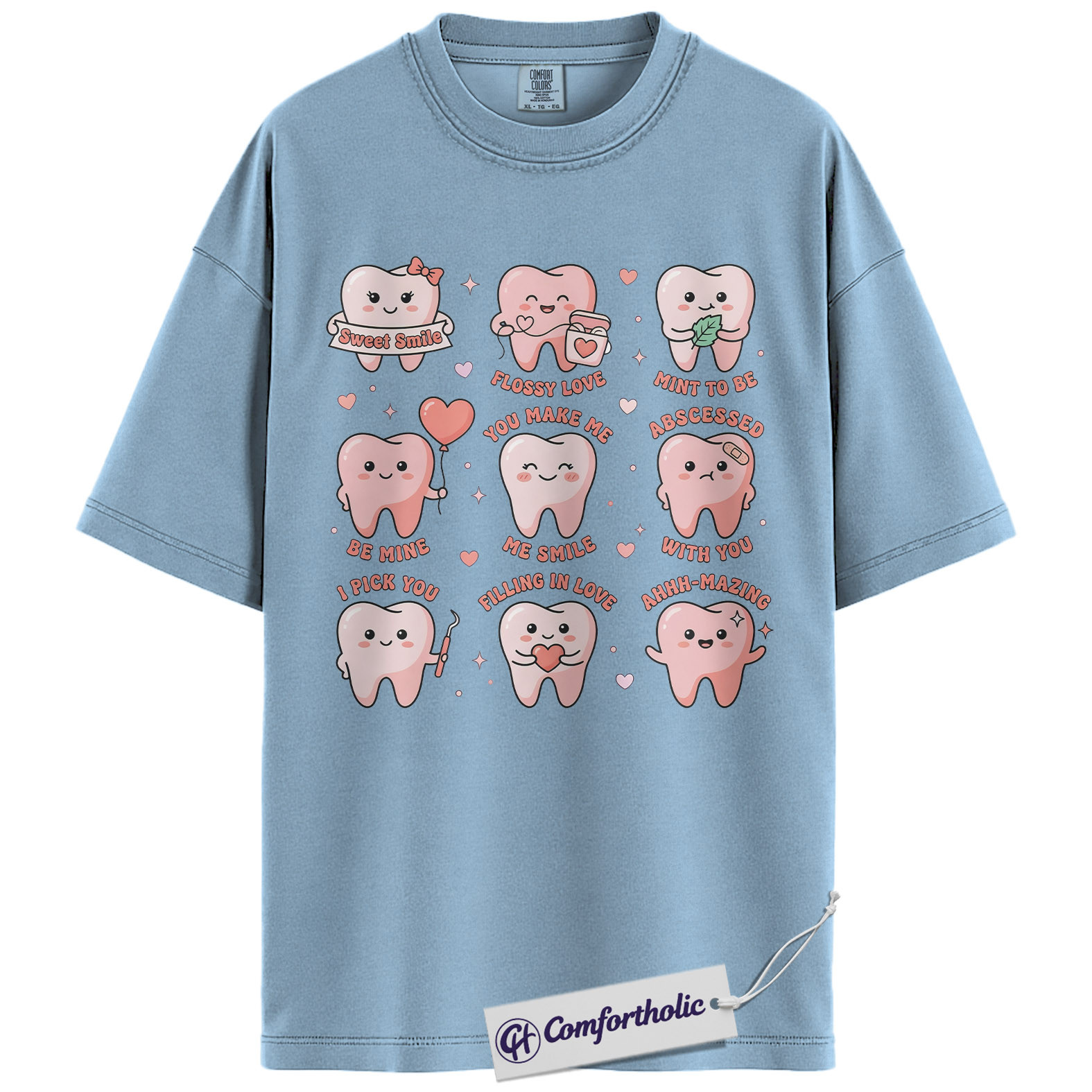 Dental Valentine Shirt, Cute Tooth Pun Graphic Tee, Dentist & Dental Hygienist T-Shirt, Valentine’s Day Gift for Dental Staff, Comfort Colors Shirt - Image 14
