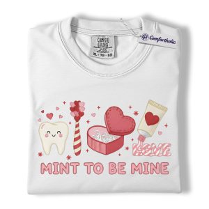 Alternative view of Mint To Be Mine Dental Shirt, Cute Tooth Pun Graphic Tee, Dentist & Dental Hygienist T-Shirt, Valentine’s Day Gift for Dental Staff, Comfort Colors Shirt