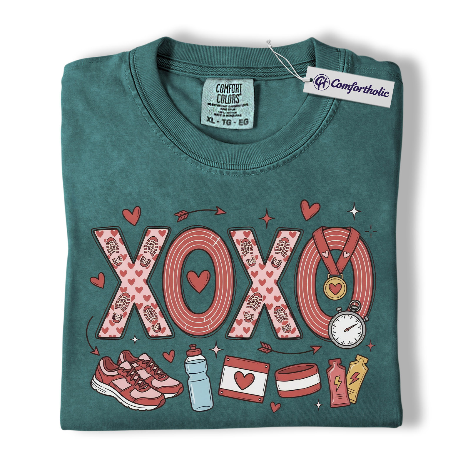 XOXO Running Valentine Shirt, Cute Runner Icons Graphic Tee, Marathon Training T-Shirt, Valentine’s Day Gift for Runners, Comfort Colors Shirt - Image 11