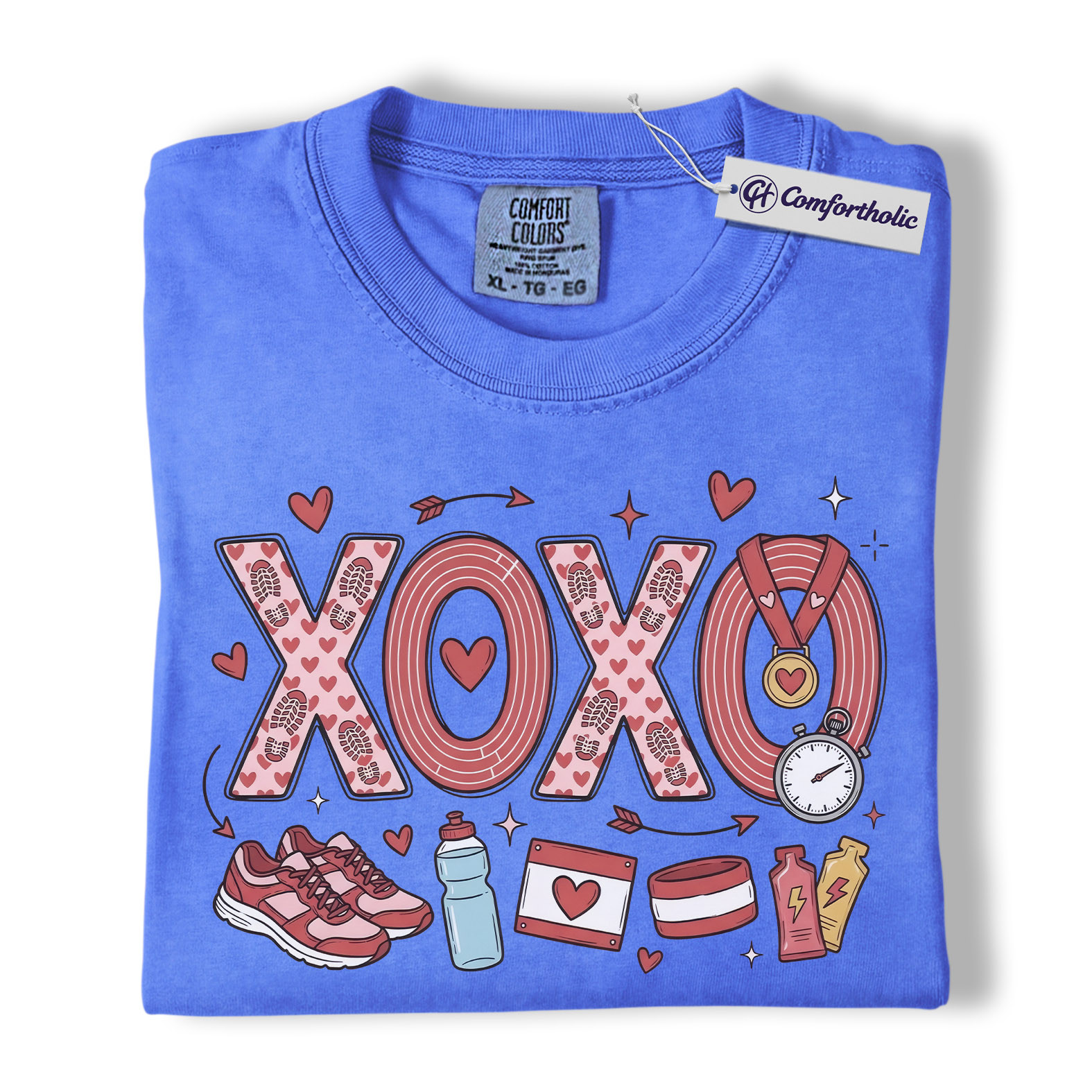 XOXO Running Valentine Shirt, Cute Runner Icons Graphic Tee, Marathon Training T-Shirt, Valentine’s Day Gift for Runners, Comfort Colors Shirt - Image 12
