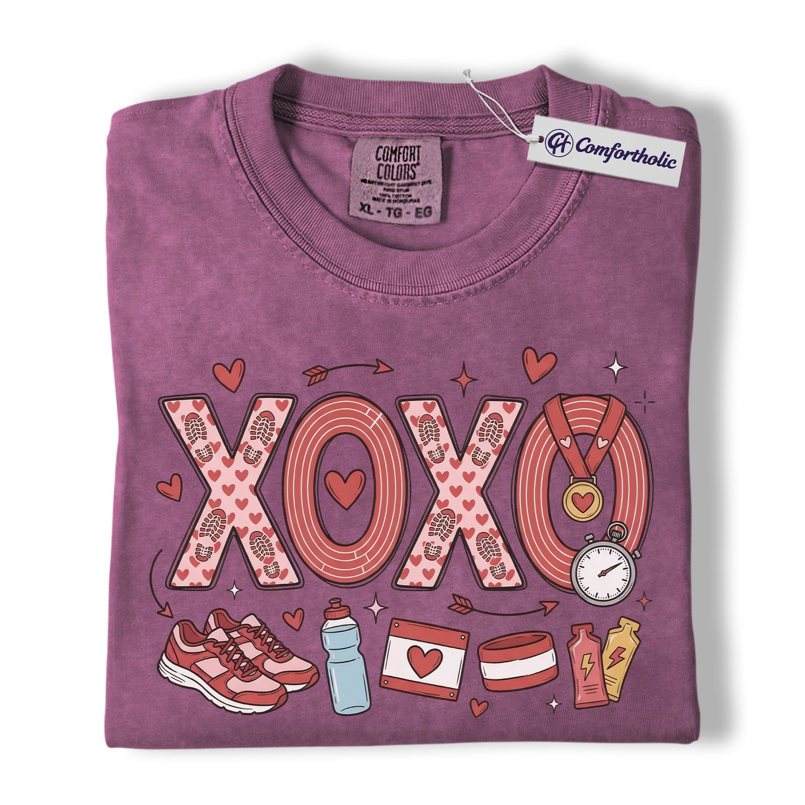 XOXO Running Valentine Shirt, Cute Runner Icons Graphic Tee, Marathon Training T-Shirt, Valentine’s Day Gift for Runners, Comfort Colors Shirt - Image 15