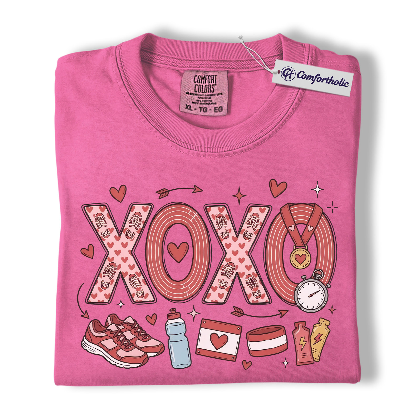 XOXO Running Valentine Shirt, Cute Runner Icons Graphic Tee, Marathon Training T-Shirt, Valentine’s Day Gift for Runners, Comfort Colors Shirt - Image 16