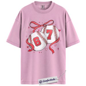 Baseball Mom Valentine Shirt, Cute Baseball Hearts Graphic Tee, Team Spirit Game Day T-Shirt, Valentine’s Day Gift for Baseball Moms, Comfort Colors Shirt