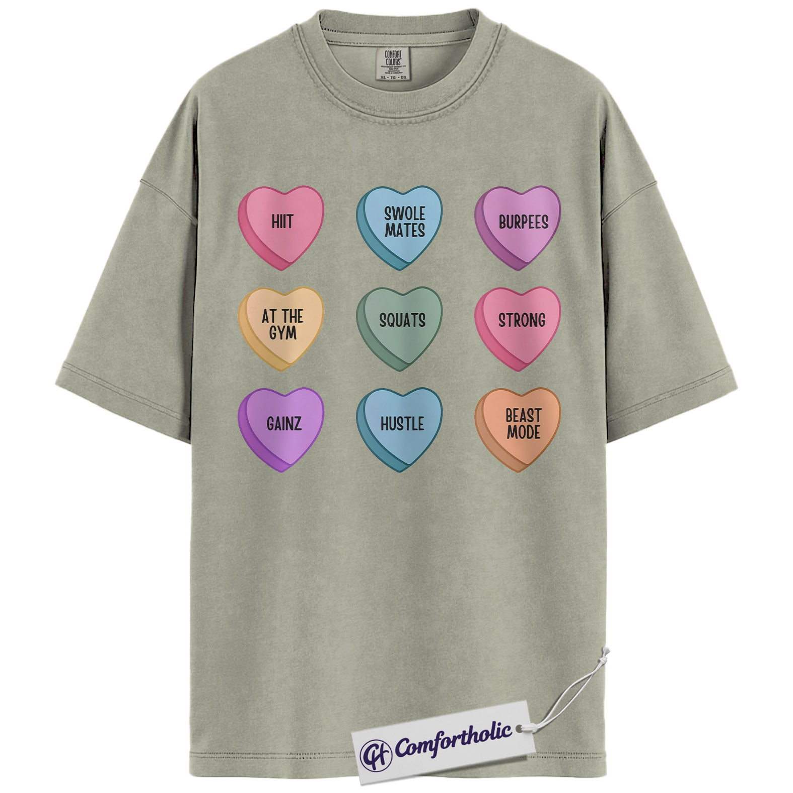 Gym Valentine Shirt, Funny Candy Heart Workout Graphic Tee, HIIT Squats Beast Mode T-Shirt, Valentine’s Day Gift for Fitness Lovers, Comfort Colors Shirt - Image 7