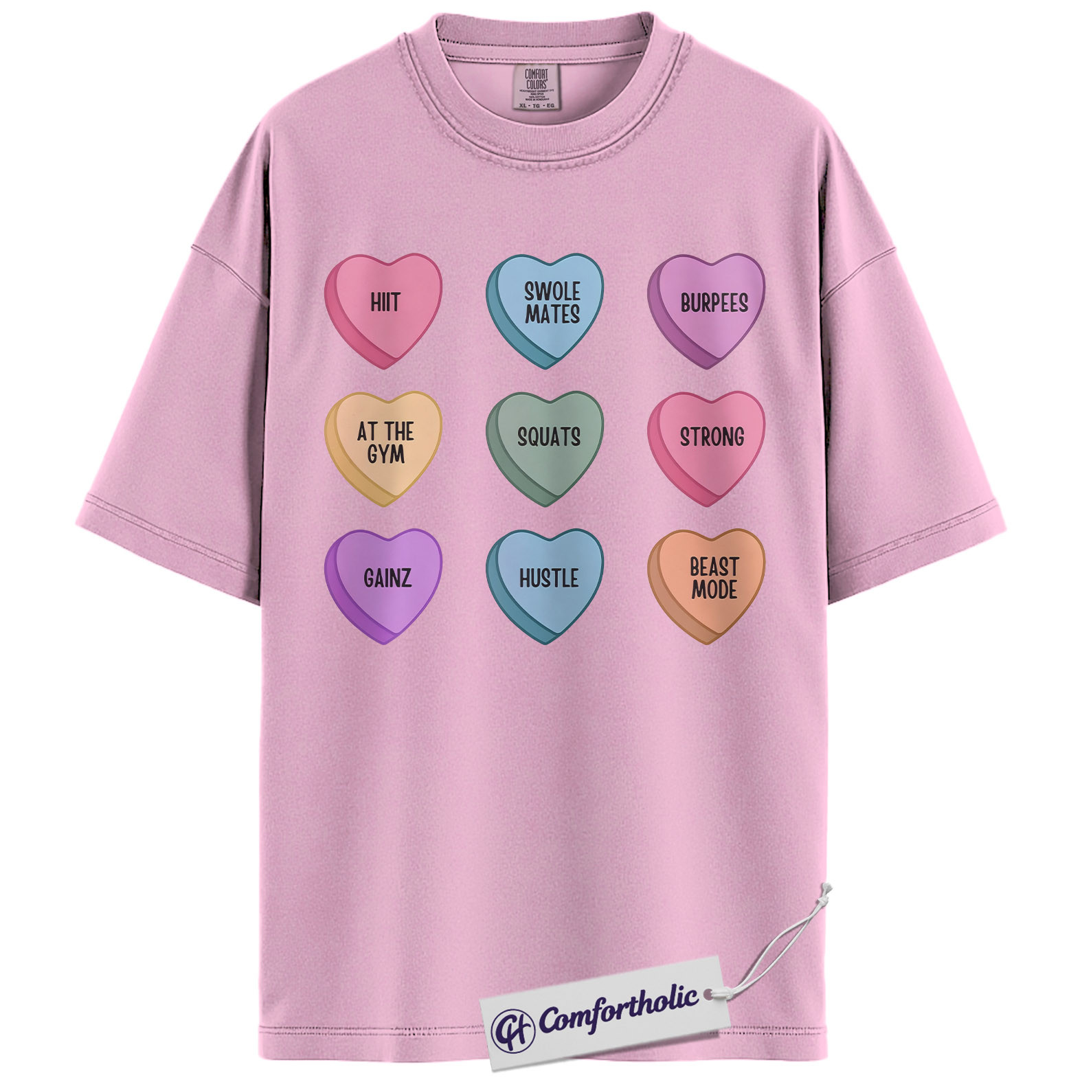 Gym Valentine Shirt, Funny Candy Heart Workout Graphic Tee, HIIT Squats Beast Mode T-Shirt, Valentine’s Day Gift for Fitness Lovers, Comfort Colors Shirt
