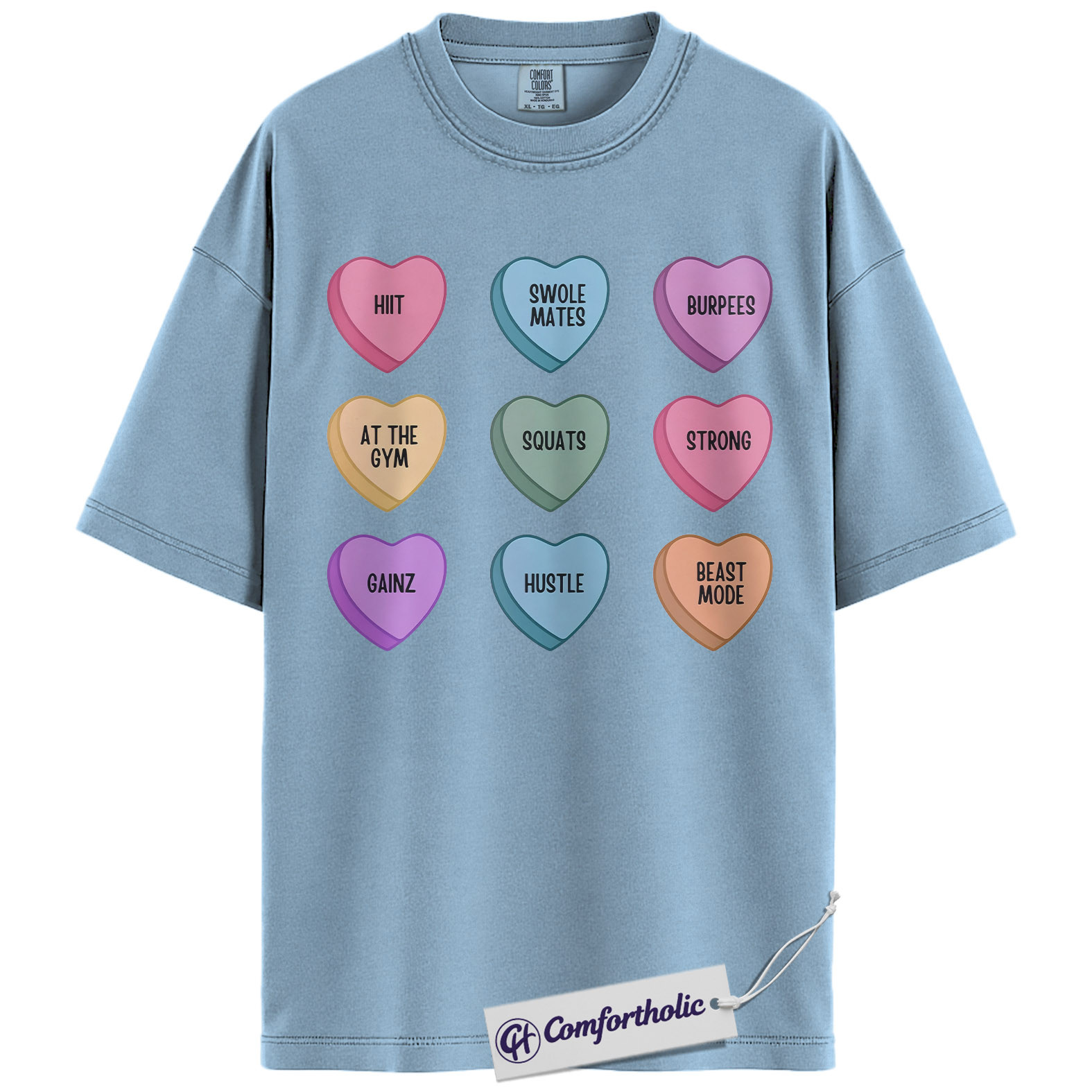Gym Valentine Shirt, Funny Candy Heart Workout Graphic Tee, HIIT Squats Beast Mode T-Shirt, Valentine’s Day Gift for Fitness Lovers, Comfort Colors Shirt - Image 14