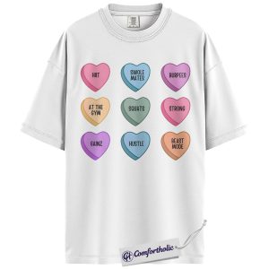 Alternative view of Gym Valentine Shirt, Funny Candy Heart Workout Graphic Tee, HIIT Squats Beast Mode T-Shirt, Valentine’s Day Gift for Fitness Lovers, Comfort Colors Shirt