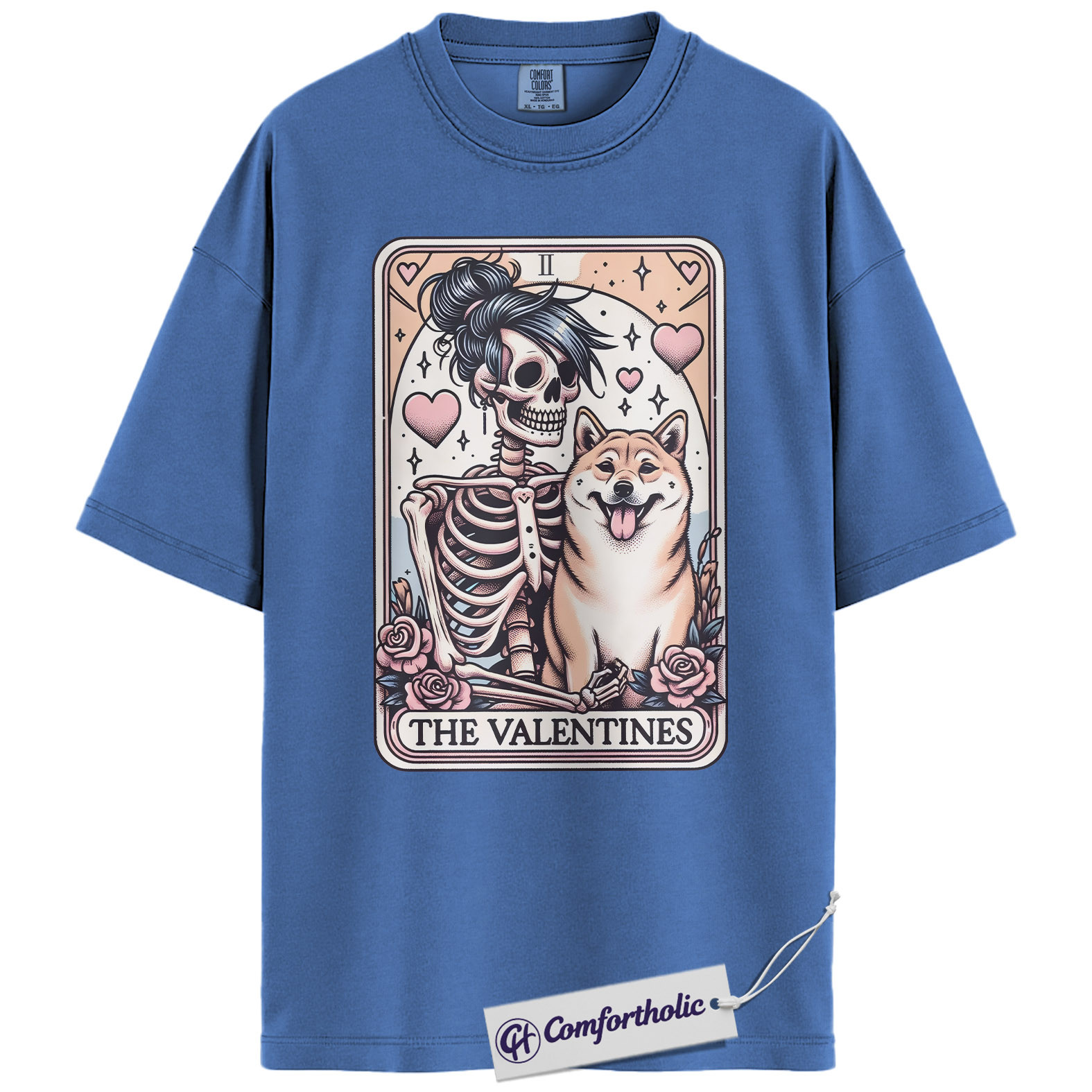 Shiba Inu Valentine Shirt, Tarot Skeleton Dog Graphic Tee, Shiba Inu Lover T-Shirt, Valentine’s Day Gift for Dog Moms - Image 13