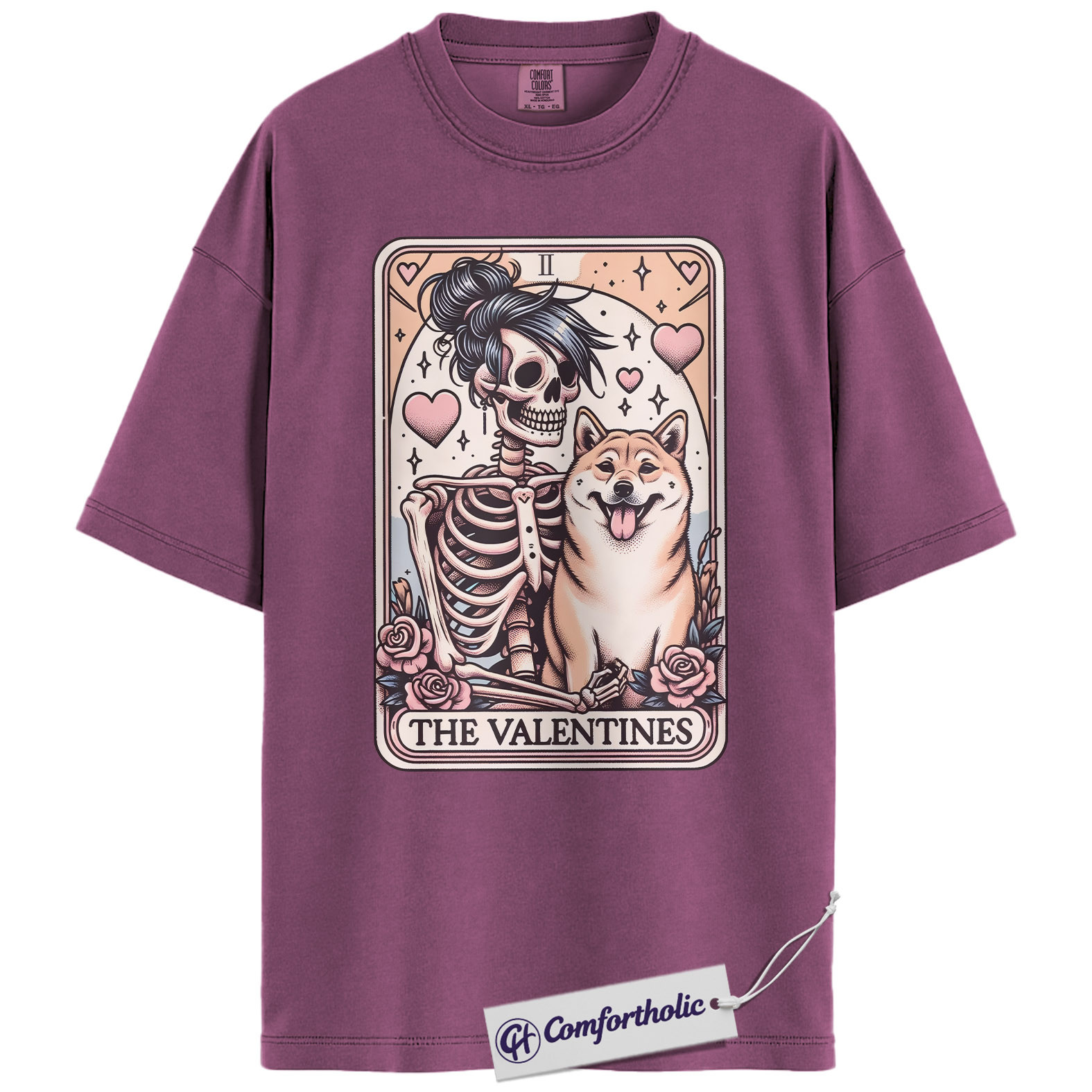 Shiba Inu Valentine Shirt, Tarot Skeleton Dog Graphic Tee, Shiba Inu Lover T-Shirt, Valentine’s Day Gift for Dog Moms - Image 16