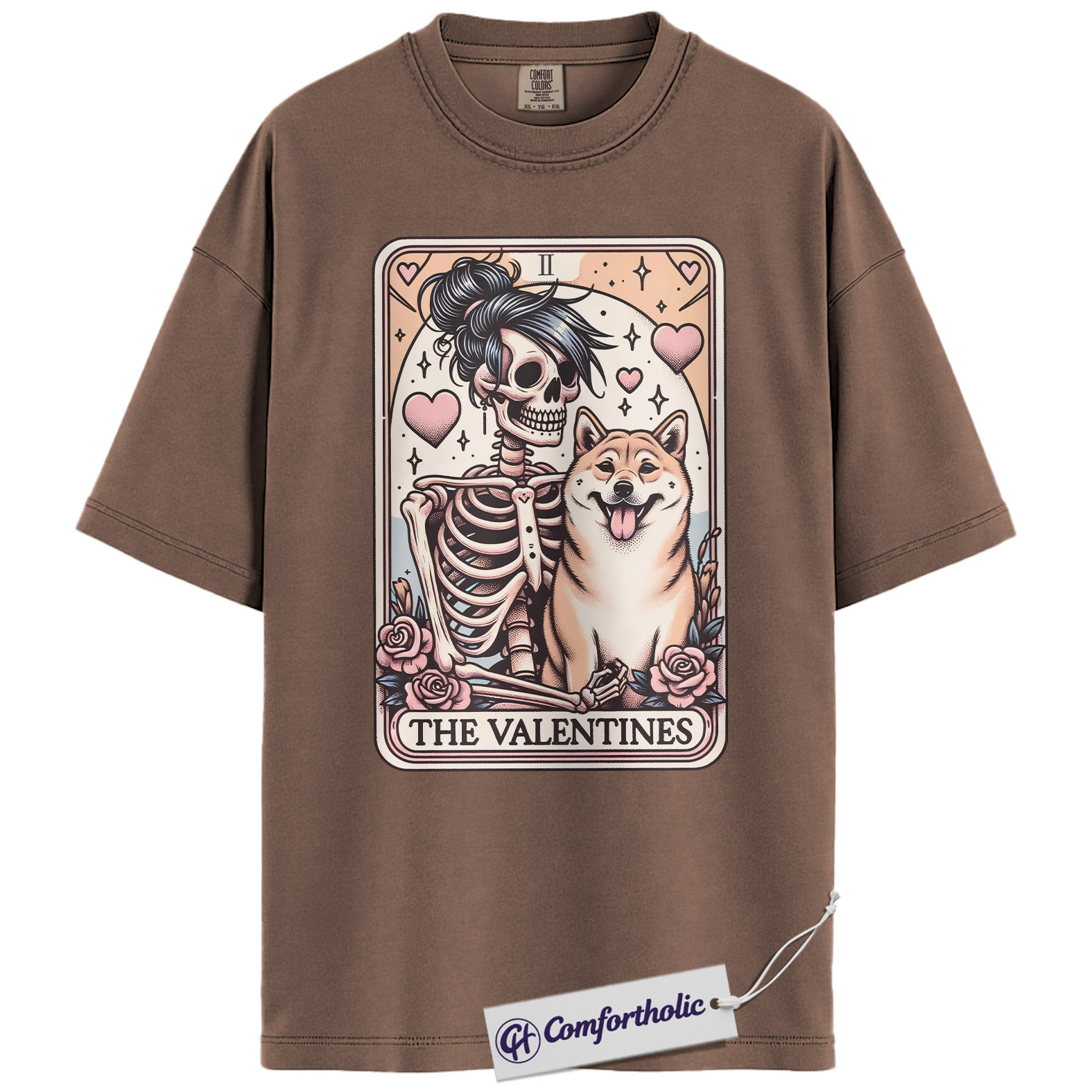 Shiba Inu Valentine Shirt, Tarot Skeleton Dog Graphic Tee, Shiba Inu Lover T-Shirt, Valentine’s Day Gift for Dog Moms - Image 19