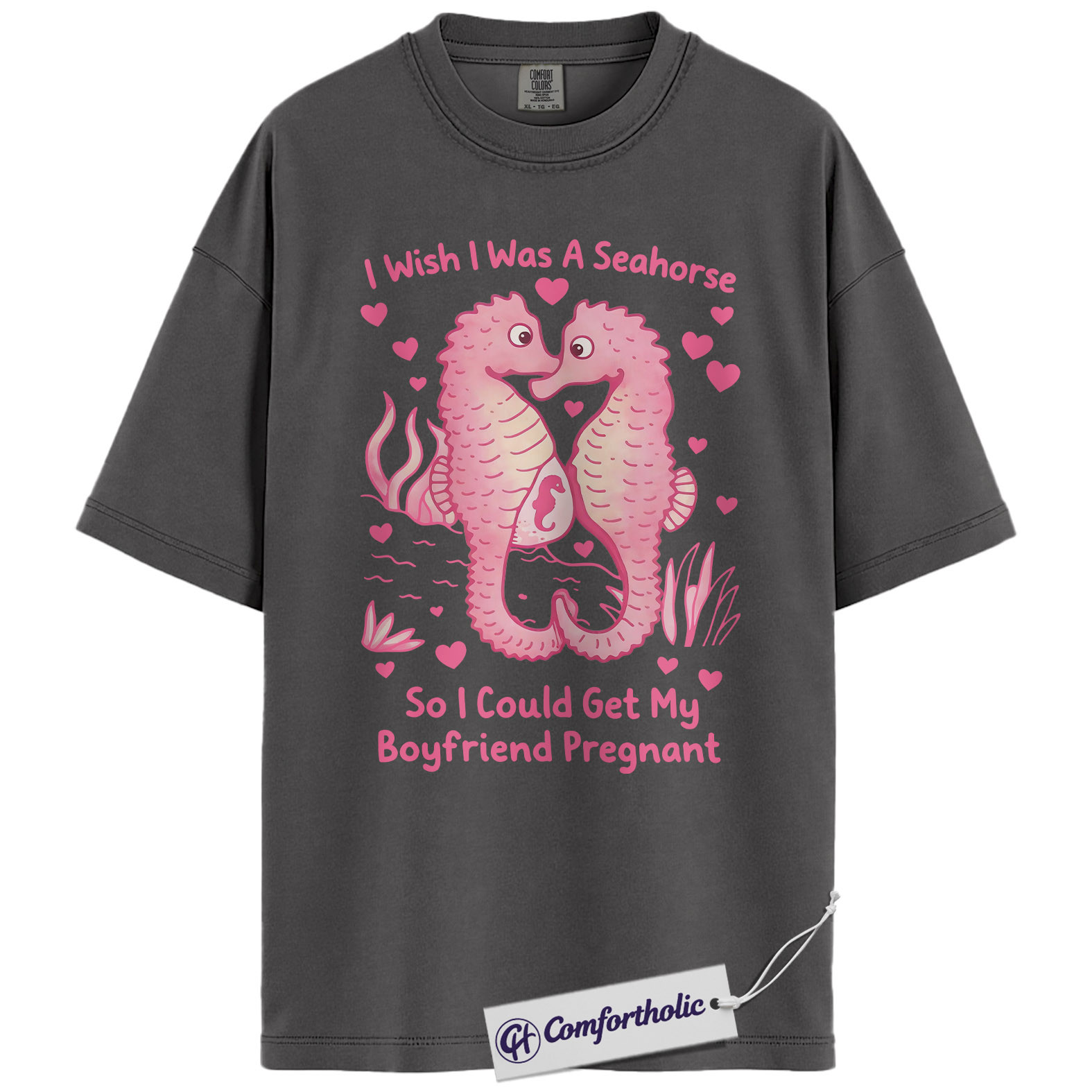 Funny Seahorse Valentine Shirt, Cute Ocean Animal Graphic Tee, Seahorse Lover T-Shirt, Valentine’s Day Gift, Comfort Colors Shirt - Image 4