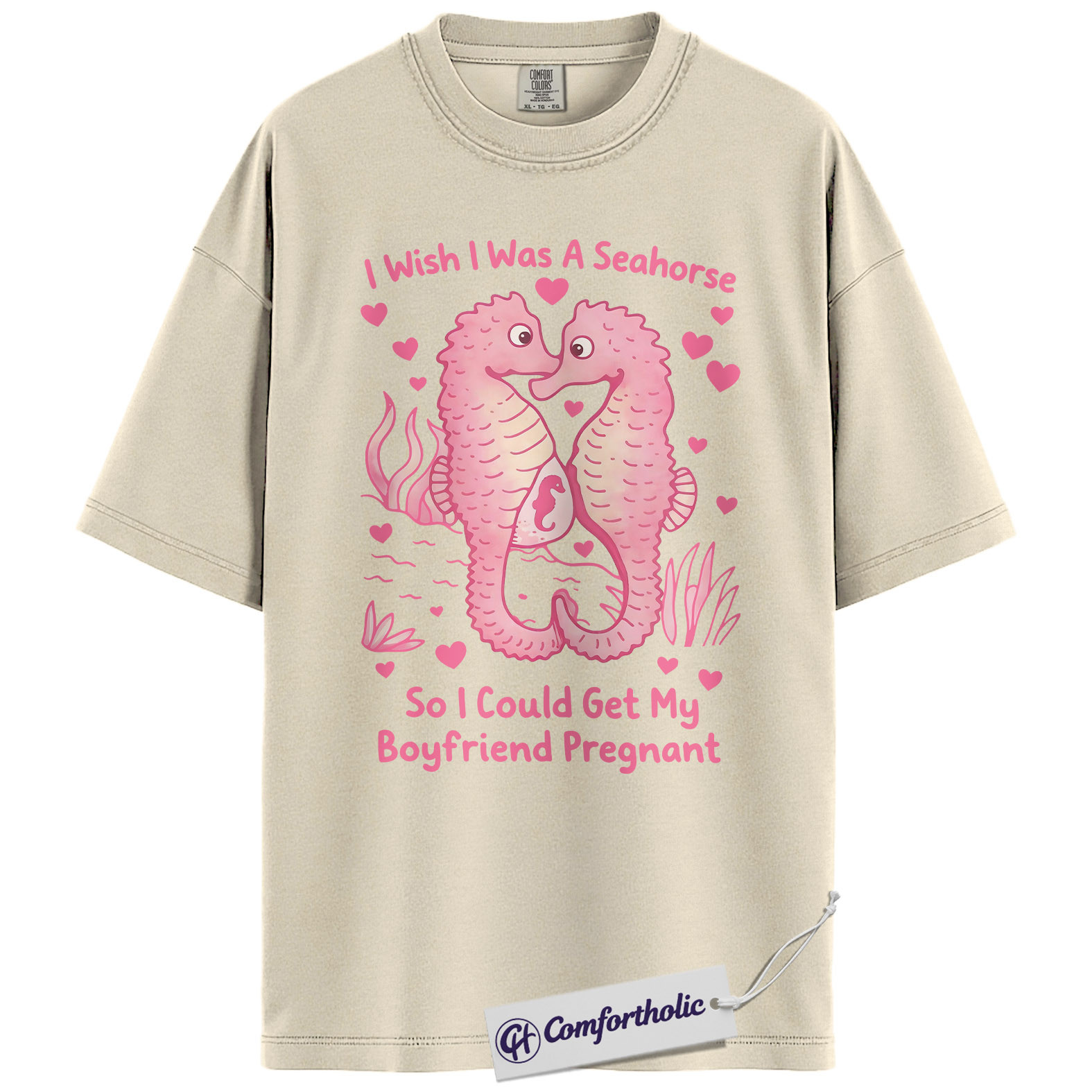 Funny Seahorse Valentine Shirt, Cute Ocean Animal Graphic Tee, Seahorse Lover T-Shirt, Valentine’s Day Gift, Comfort Colors Shirt - Image 5