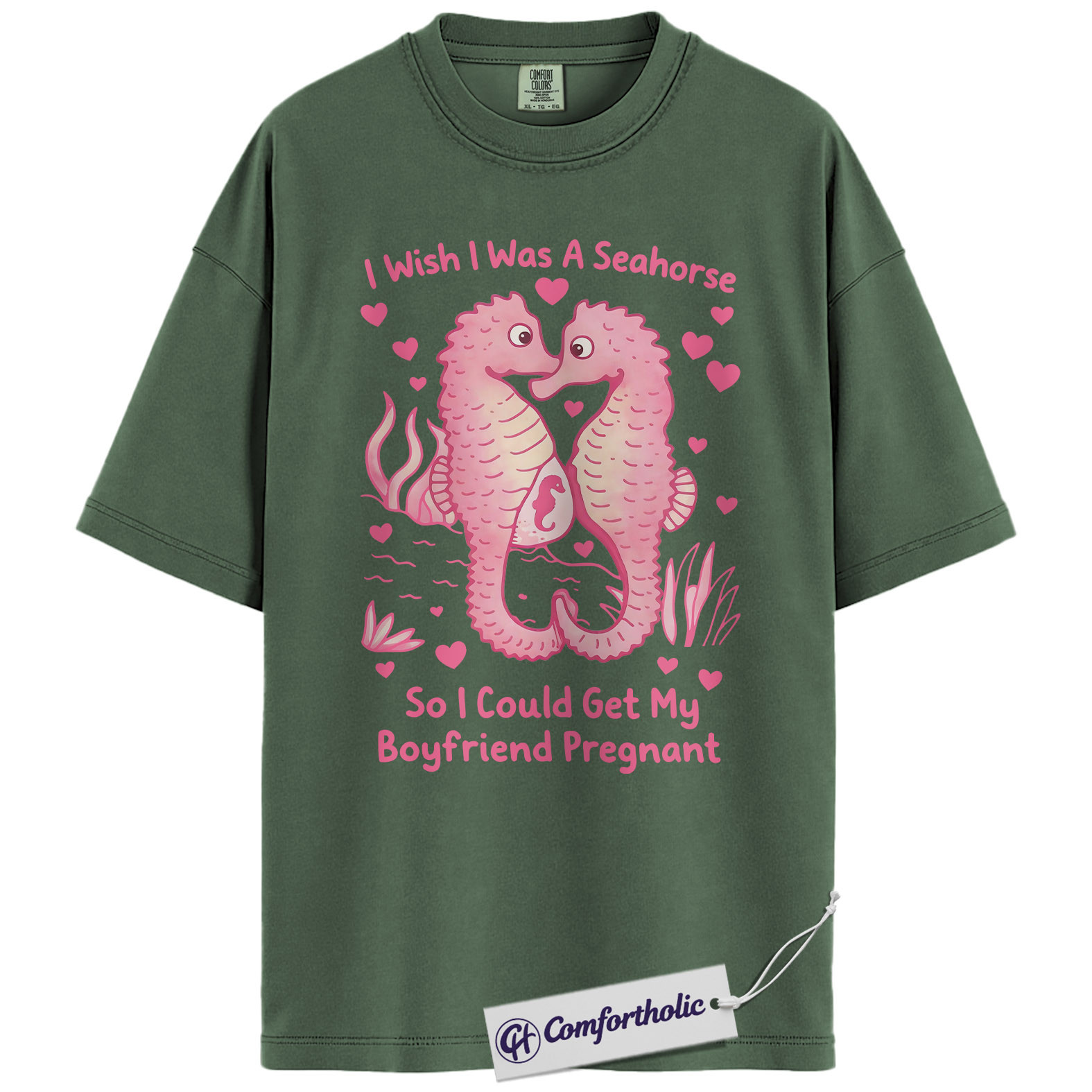Funny Seahorse Valentine Shirt, Cute Ocean Animal Graphic Tee, Seahorse Lover T-Shirt, Valentine’s Day Gift, Comfort Colors Shirt - Image 6