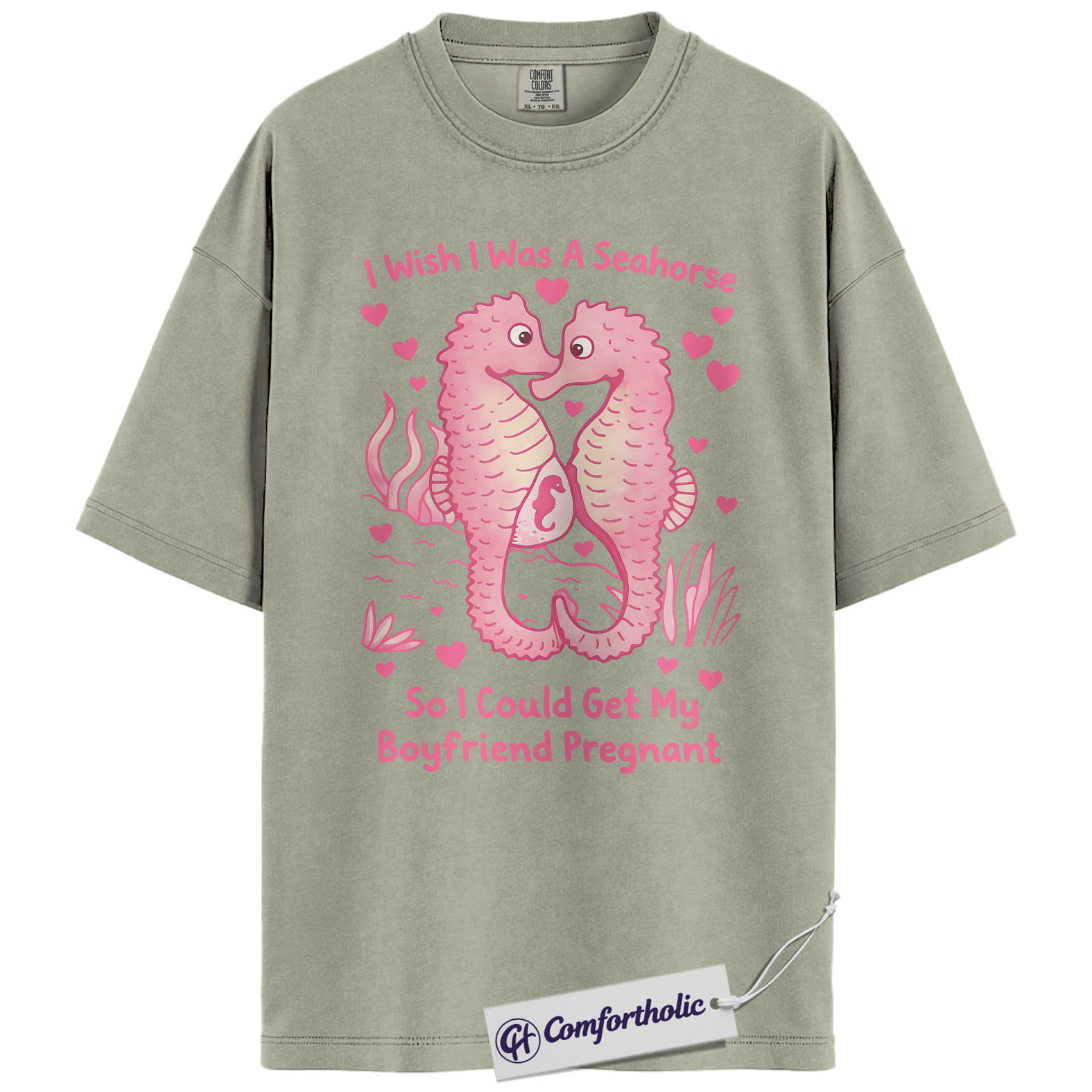 Funny Seahorse Valentine Shirt, Cute Ocean Animal Graphic Tee, Seahorse Lover T-Shirt, Valentine’s Day Gift, Comfort Colors Shirt - Image 7