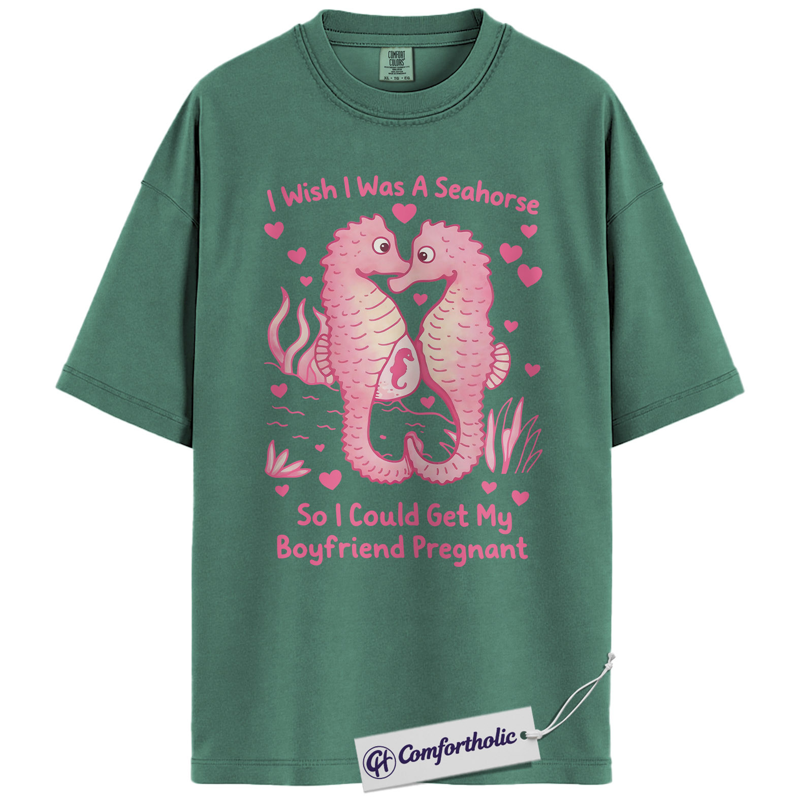 Funny Seahorse Valentine Shirt, Cute Ocean Animal Graphic Tee, Seahorse Lover T-Shirt, Valentine’s Day Gift, Comfort Colors Shirt - Image 10