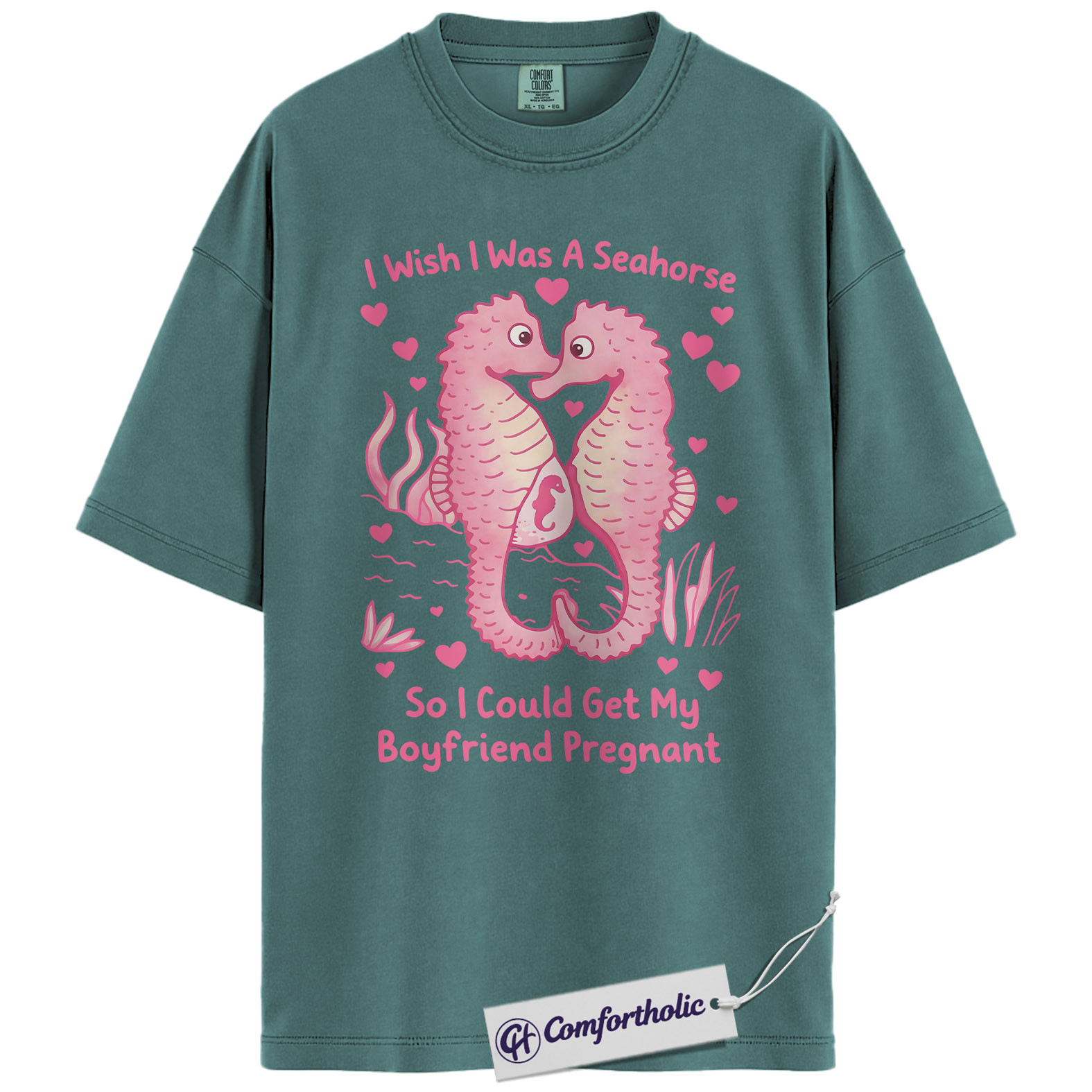 Funny Seahorse Valentine Shirt, Cute Ocean Animal Graphic Tee, Seahorse Lover T-Shirt, Valentine’s Day Gift, Comfort Colors Shirt - Image 11