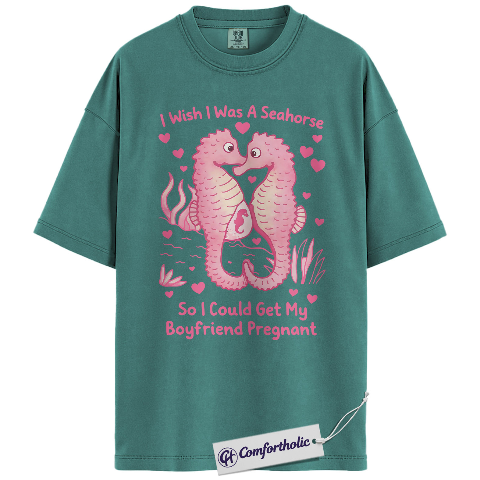 Funny Seahorse Valentine Shirt, Cute Ocean Animal Graphic Tee, Seahorse Lover T-Shirt, Valentine’s Day Gift, Comfort Colors Shirt - Image 13