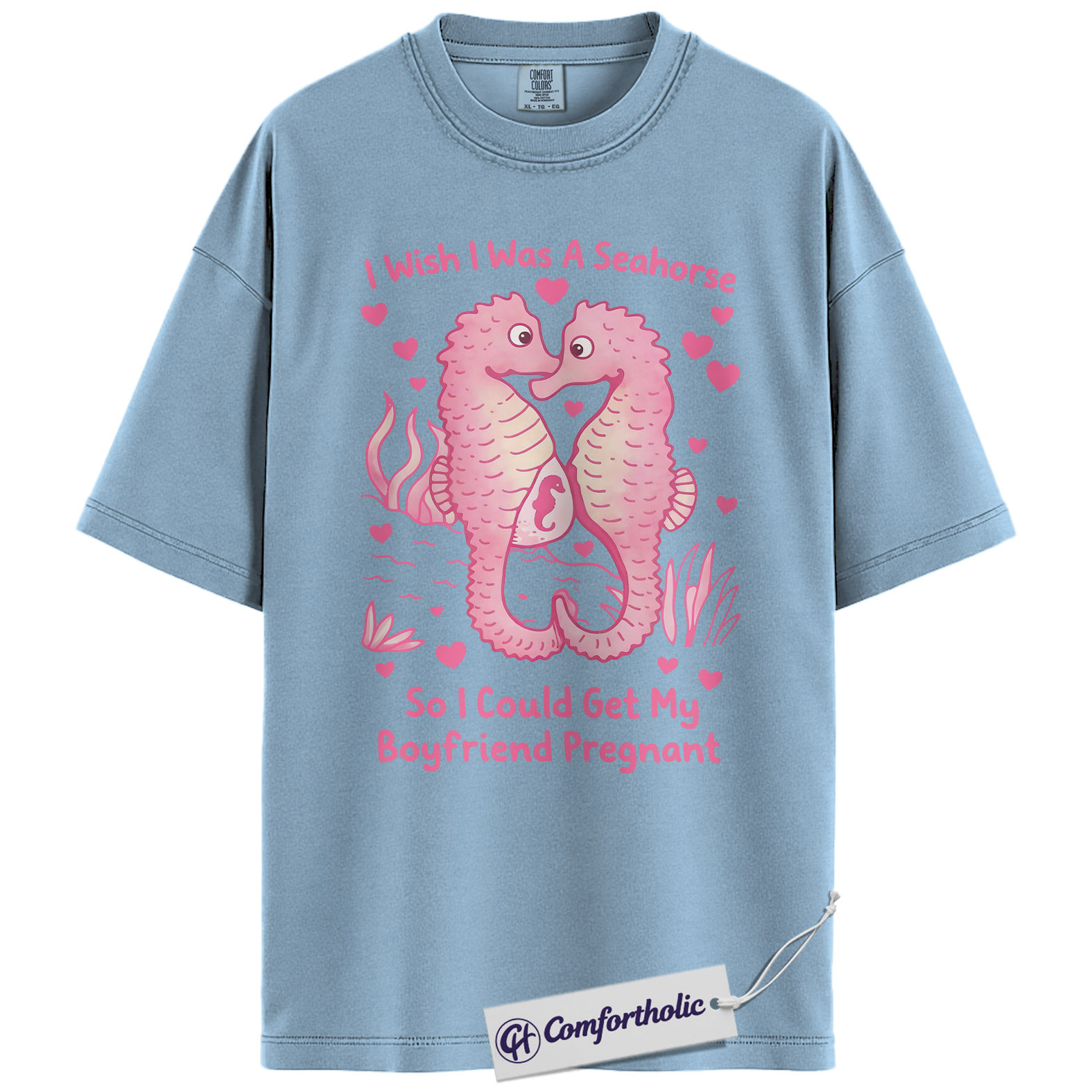 Funny Seahorse Valentine Shirt, Cute Ocean Animal Graphic Tee, Seahorse Lover T-Shirt, Valentine’s Day Gift, Comfort Colors Shirt - Image 14
