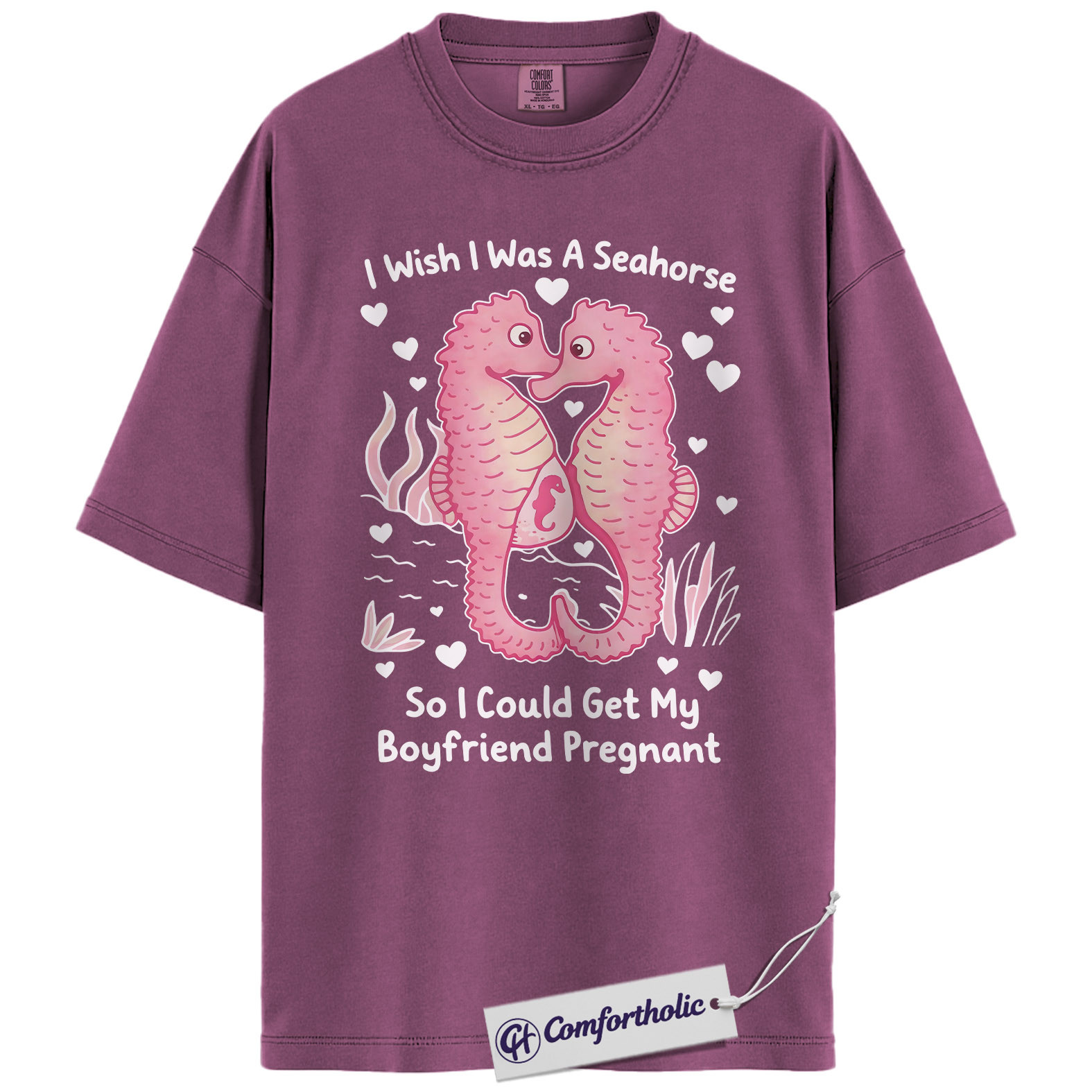 Funny Seahorse Valentine Shirt, Cute Ocean Animal Graphic Tee, Seahorse Lover T-Shirt, Valentine’s Day Gift, Comfort Colors Shirt - Image 15
