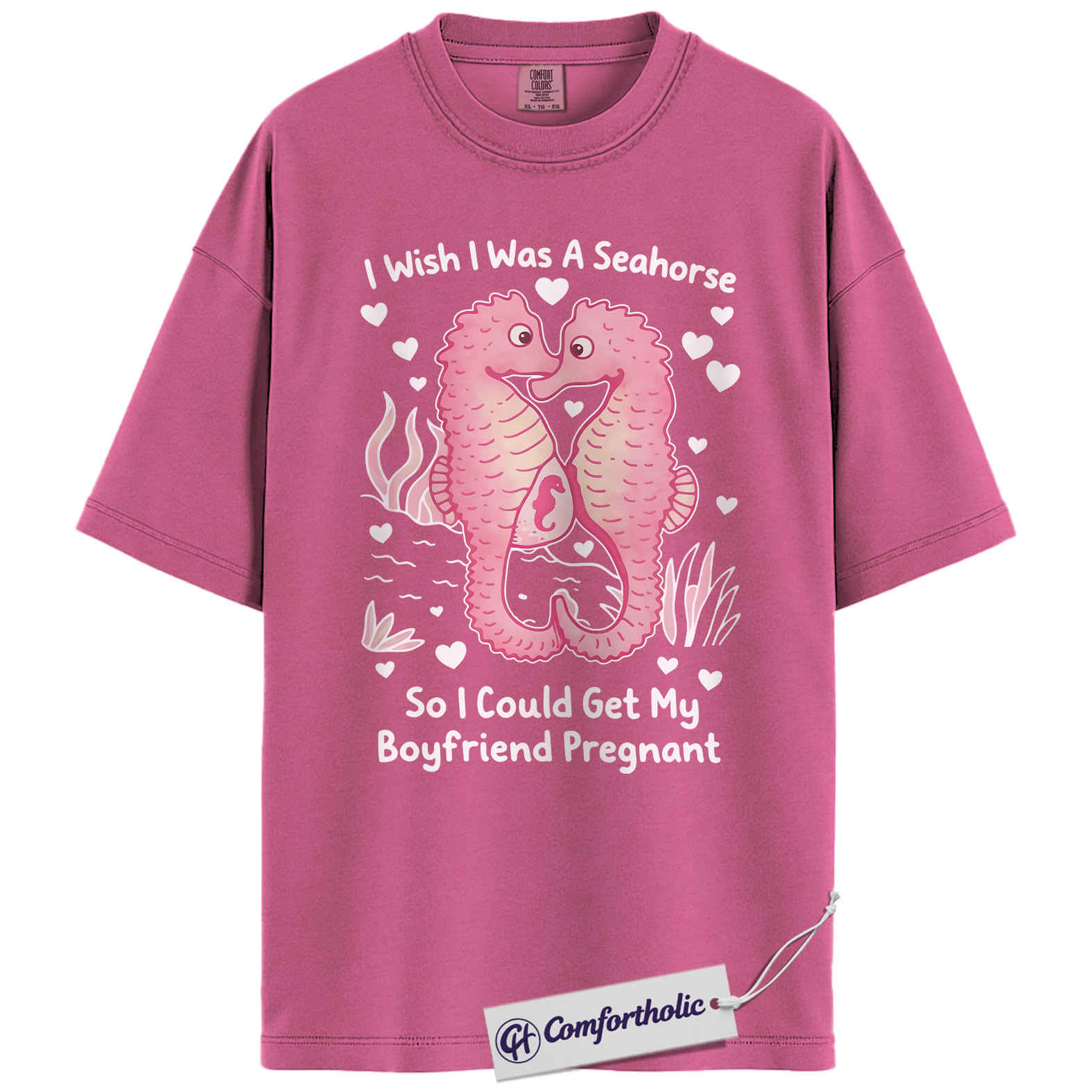 Funny Seahorse Valentine Shirt, Cute Ocean Animal Graphic Tee, Seahorse Lover T-Shirt, Valentine’s Day Gift, Comfort Colors Shirt - Image 16