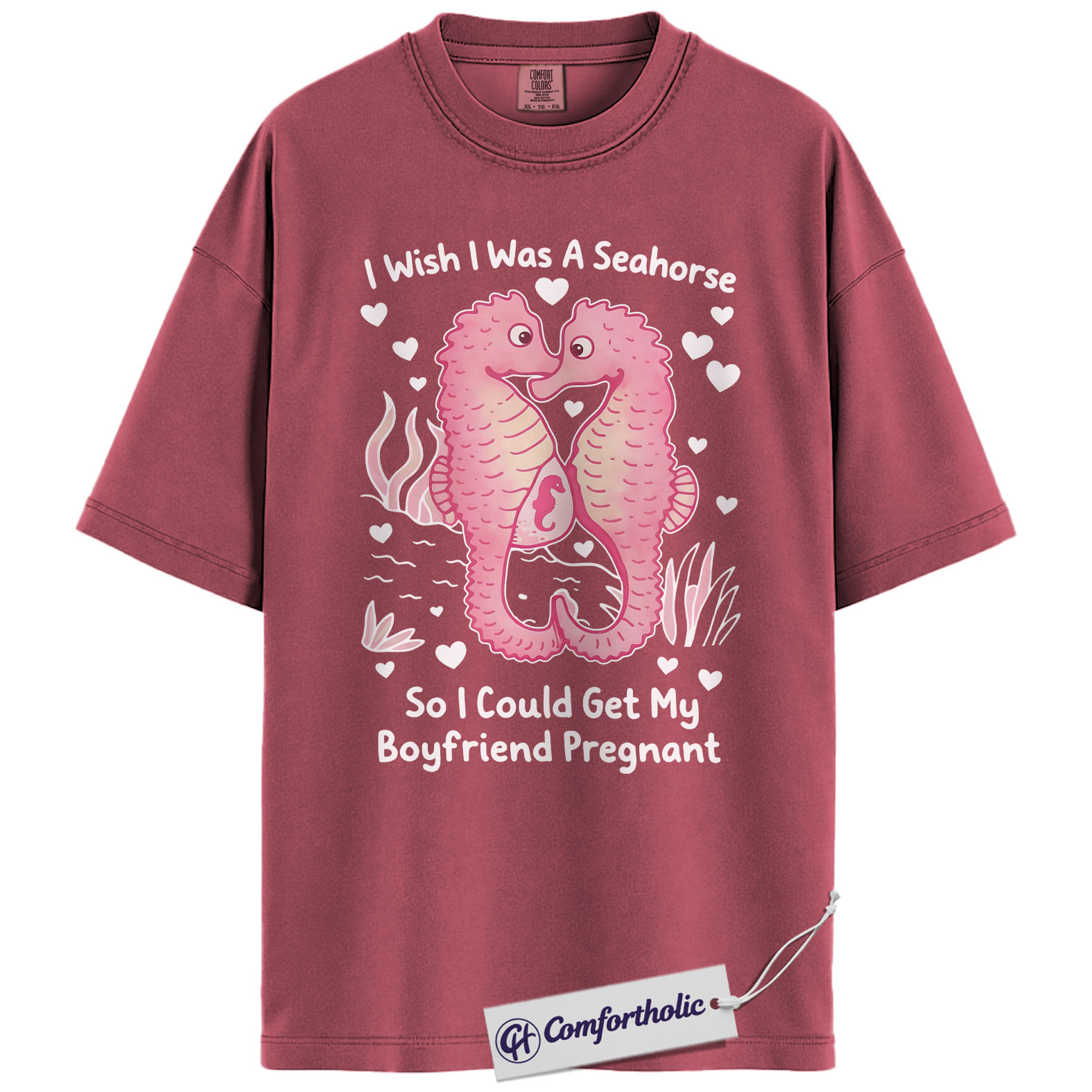 Funny Seahorse Valentine Shirt, Cute Ocean Animal Graphic Tee, Seahorse Lover T-Shirt, Valentine’s Day Gift, Comfort Colors Shirt - Image 18