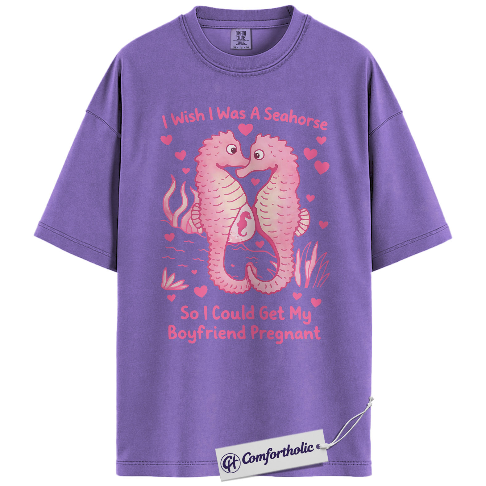 Funny Seahorse Valentine Shirt, Cute Ocean Animal Graphic Tee, Seahorse Lover T-Shirt, Valentine’s Day Gift, Comfort Colors Shirt - Image 20